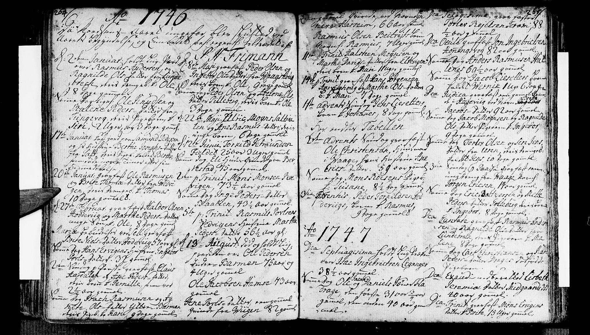Selje sokneprestembete, SAB/A-99938/H/Ha/Haa/Haaa: Parish register (official) no. A 4, 1743-1759, p. 264-265