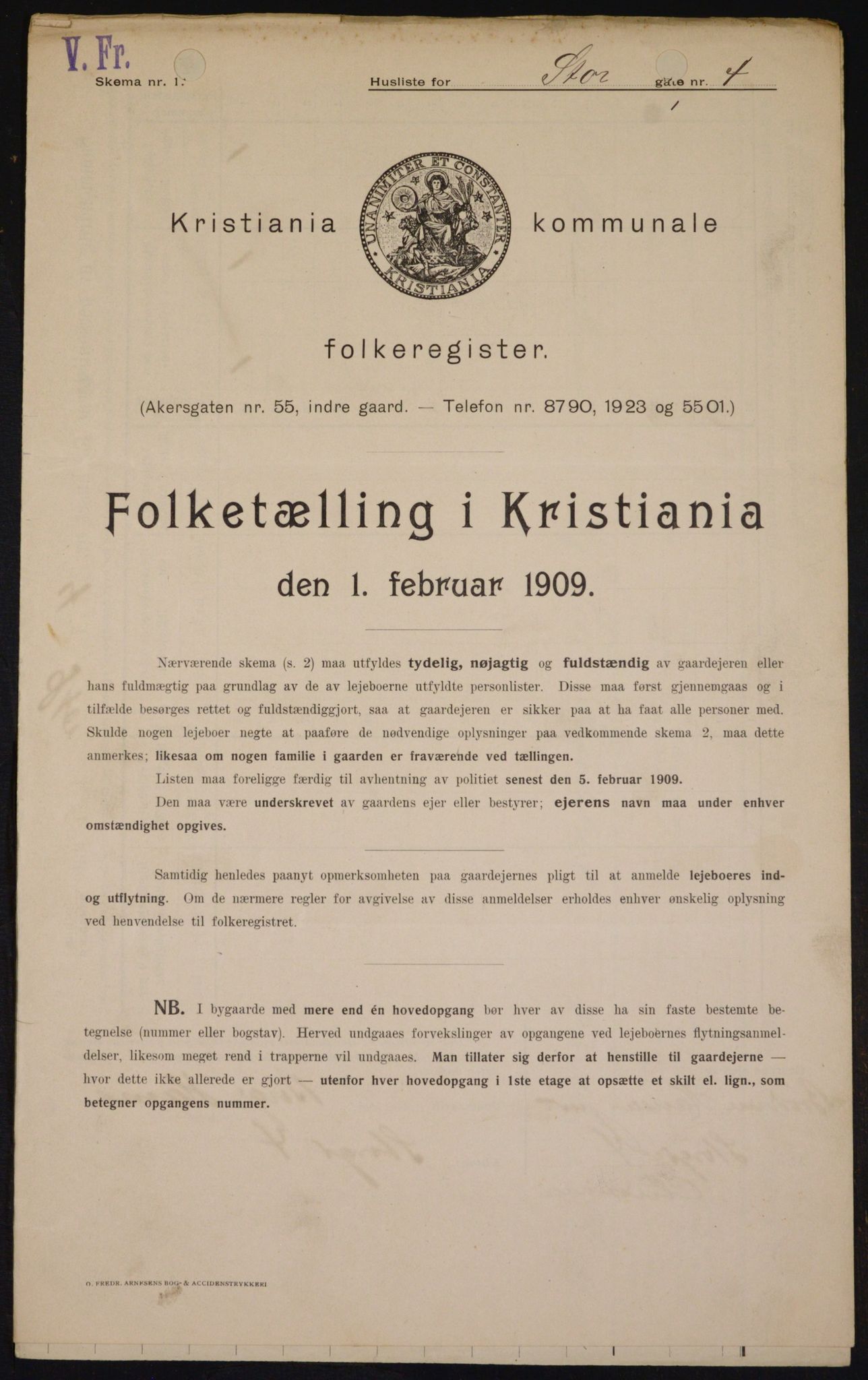 OBA, Municipal Census 1909 for Kristiania, 1909, p. 93014