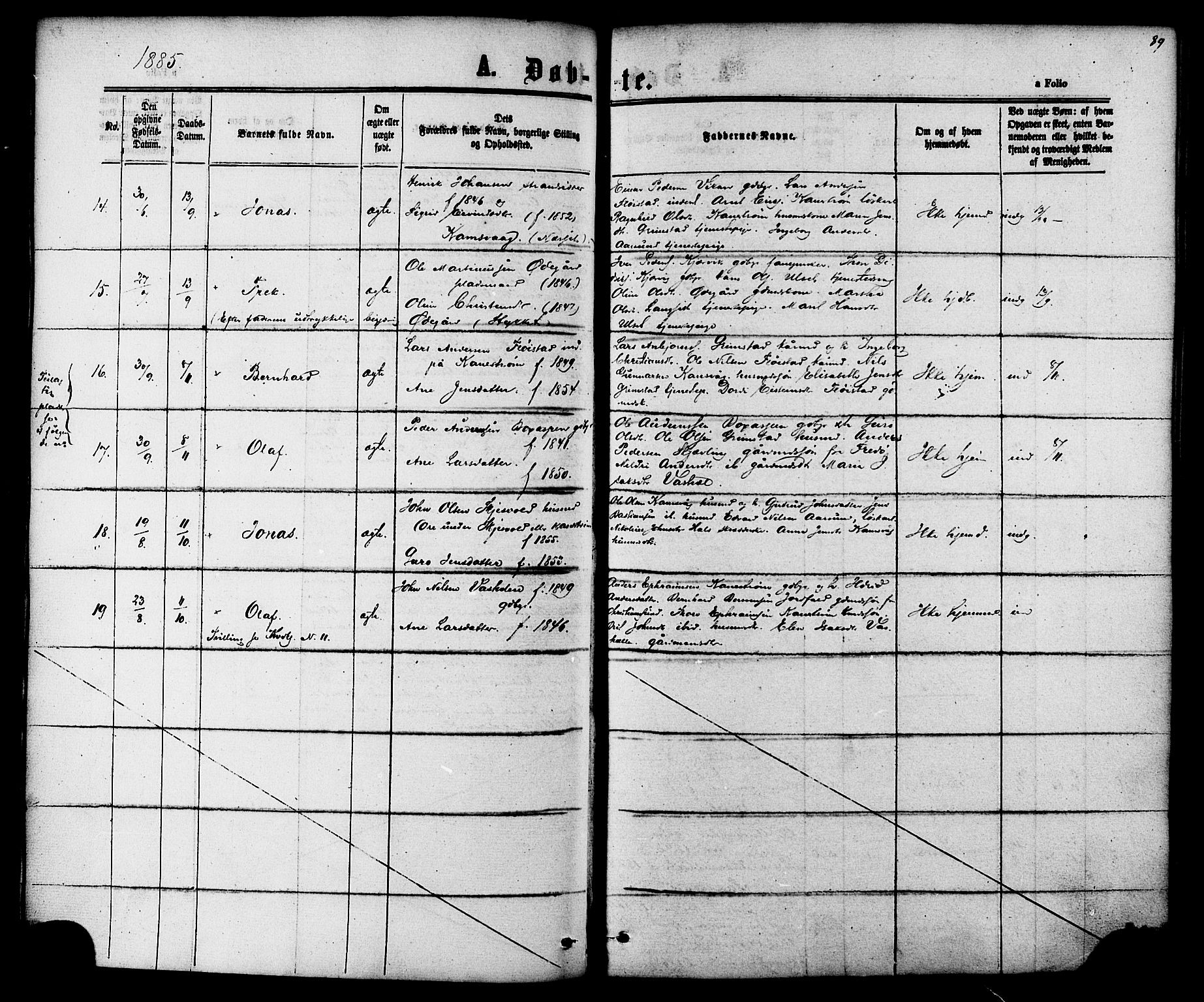 Ministerialprotokoller, klokkerbøker og fødselsregistre - Møre og Romsdal, AV/SAT-A-1454/587/L0999: Parish register (official) no. 587A01, 1864-1886, p. 89