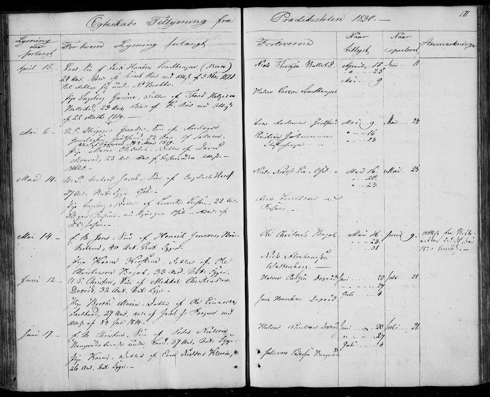 Gjerpen kirkebøker, AV/SAKO-A-265/F/Fa/L0005: Parish register (official) no. I 5, 1823-1829, p. 171