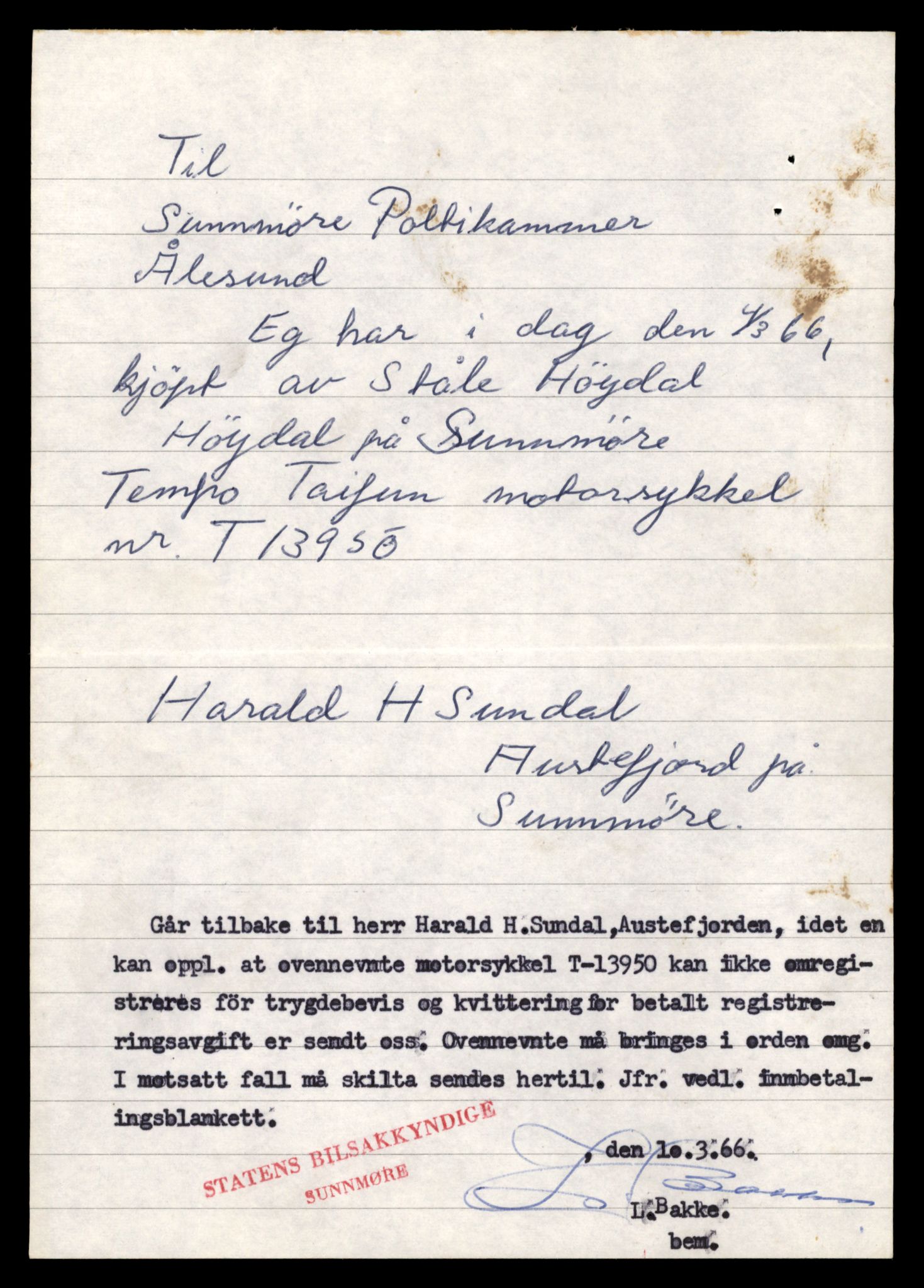 Møre og Romsdal vegkontor - Ålesund trafikkstasjon, AV/SAT-A-4099/F/Fe/L0042: Registreringskort for kjøretøy T 13906 - T 14079, 1927-1998, p. 757