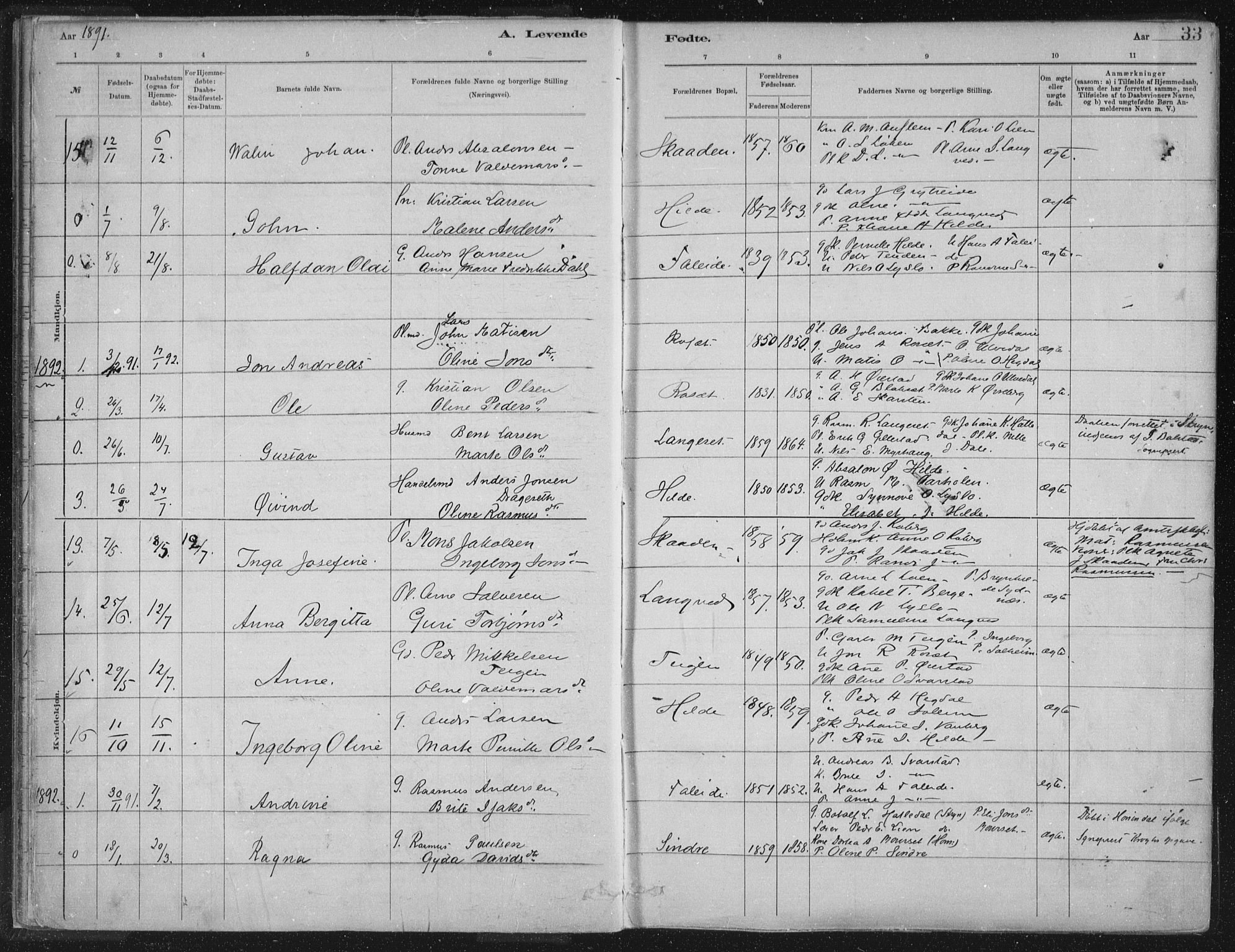 Innvik sokneprestembete, AV/SAB-A-80501: Parish register (official) no. B  1, 1879-1902, p. 33