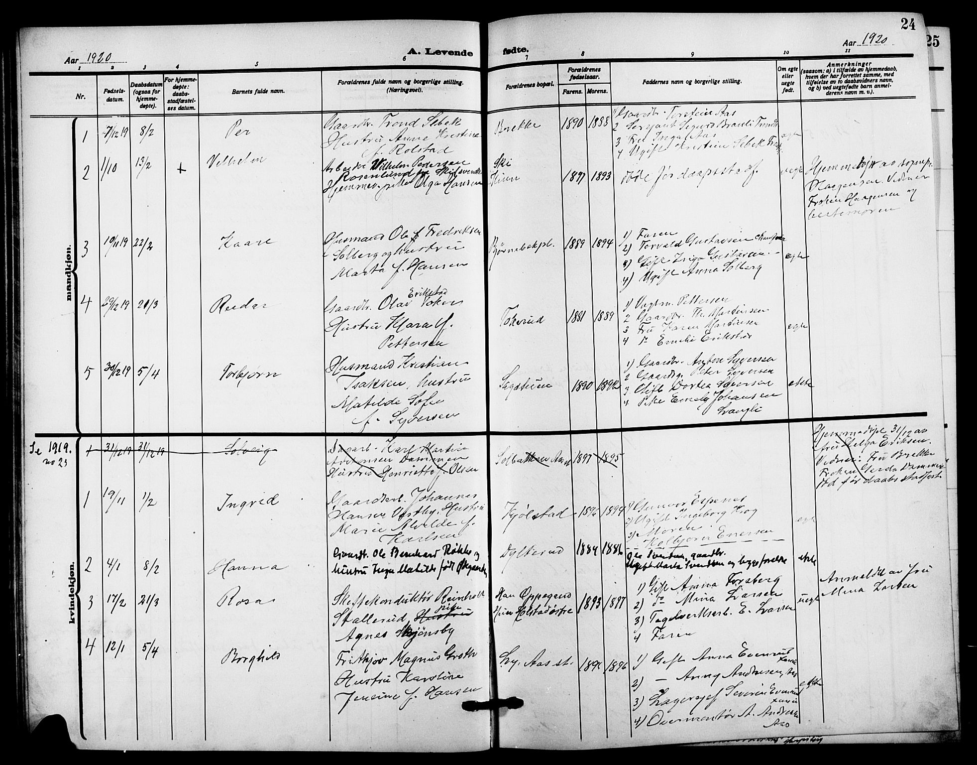 Ås prestekontor Kirkebøker, SAO/A-10894/G/Ga/L0005: Parish register (copy) no. I 5, 1916-1924, p. 24