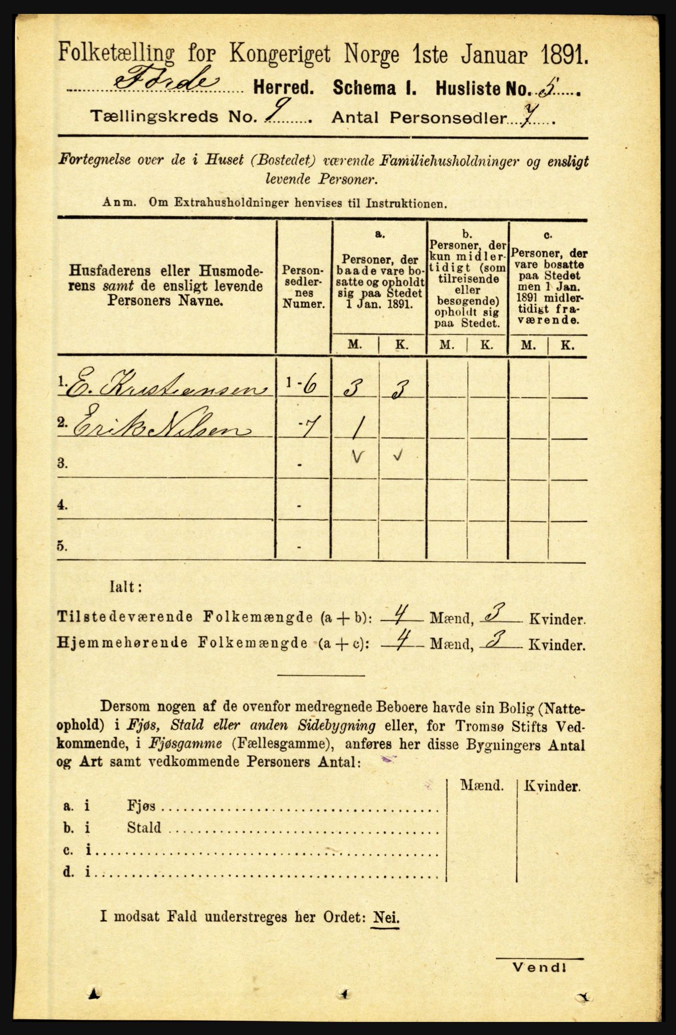 RA, 1891 census for 1432 Førde, 1891, p. 3277