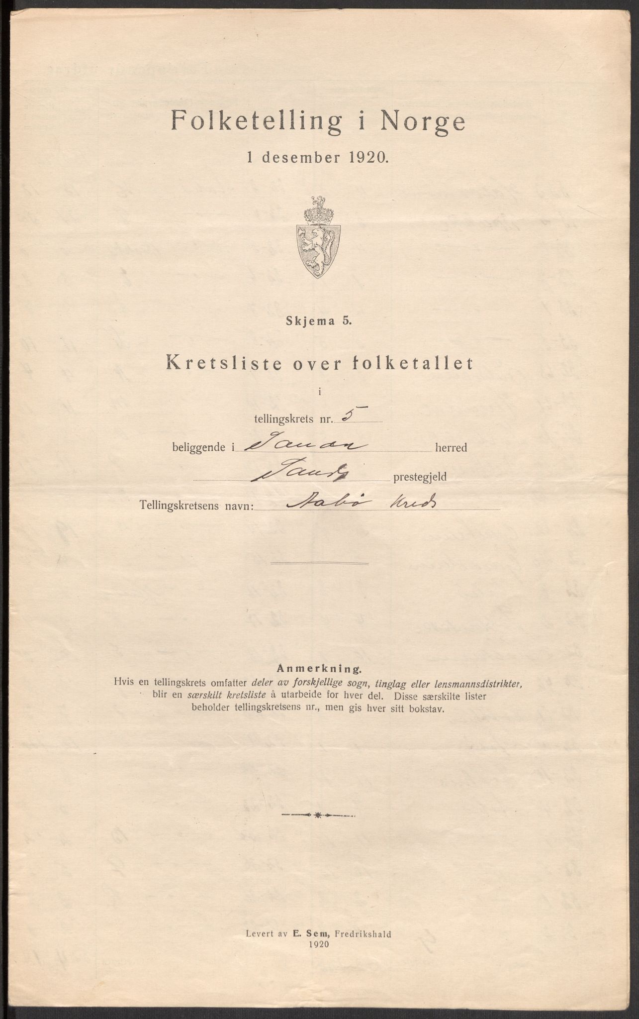 SAST, 1920 census for Sauda, 1920, p. 21