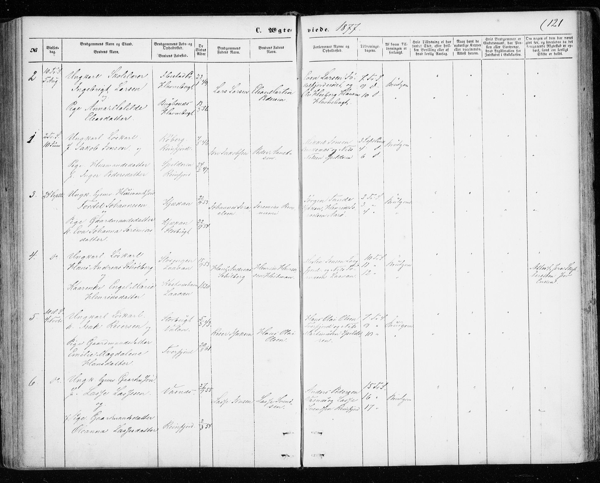Skjervøy sokneprestkontor, SATØ/S-1300/H/Ha/Haa/L0011kirke: Parish register (official) no. 11, 1861-1877, p. 121