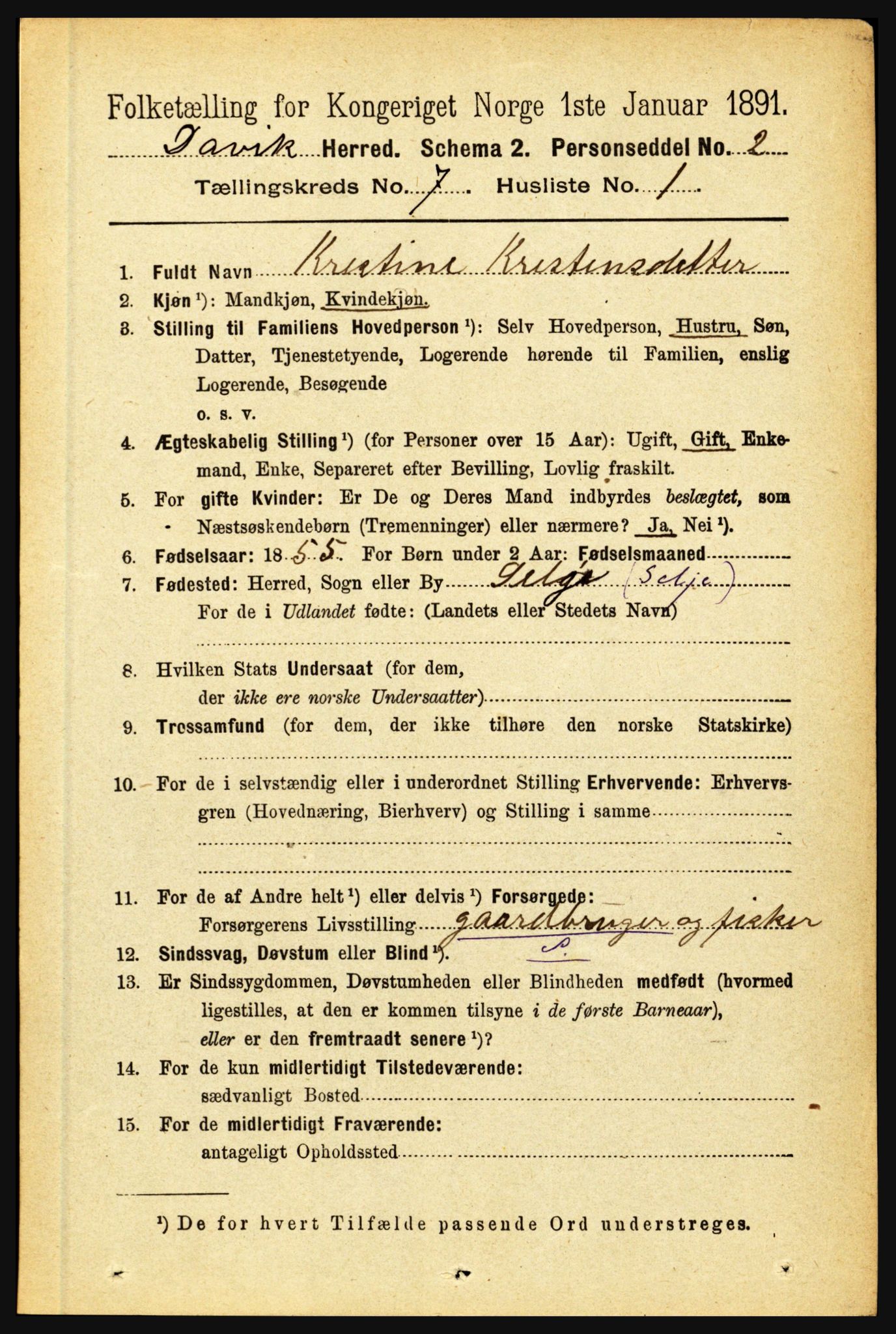 RA, 1891 census for 1442 Davik, 1891, p. 2746