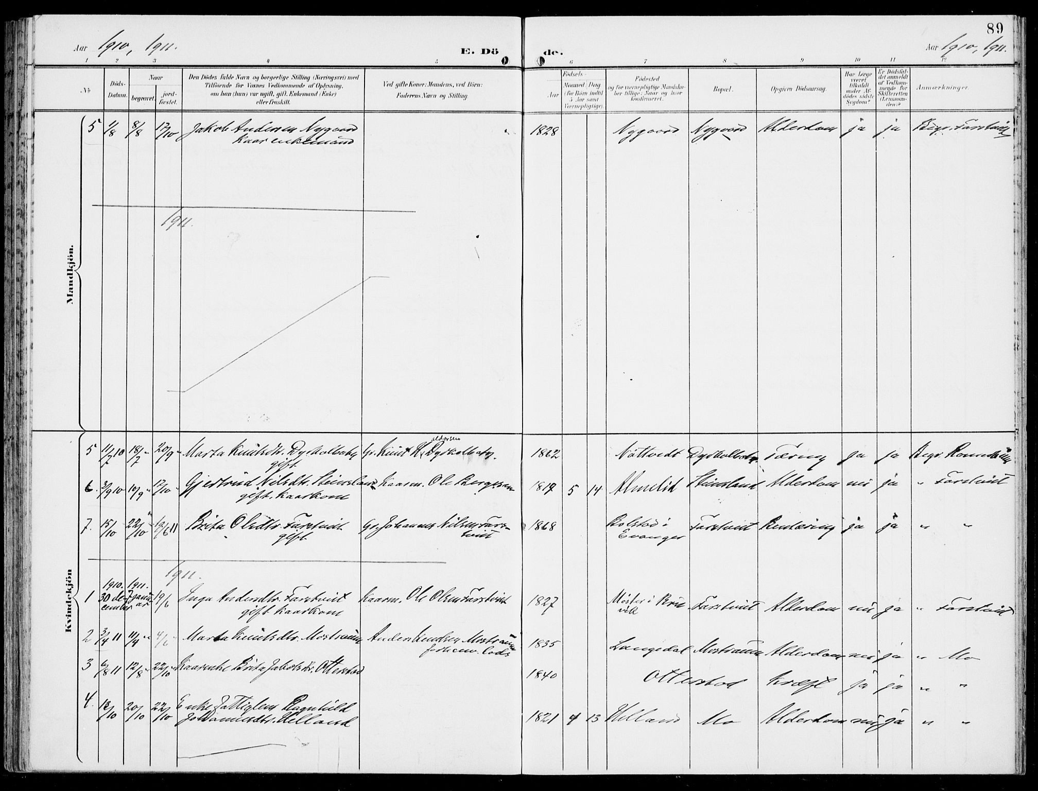 Hosanger sokneprestembete, SAB/A-75801/H/Haa: Parish register (official) no. C  2, 1901-1925, p. 89
