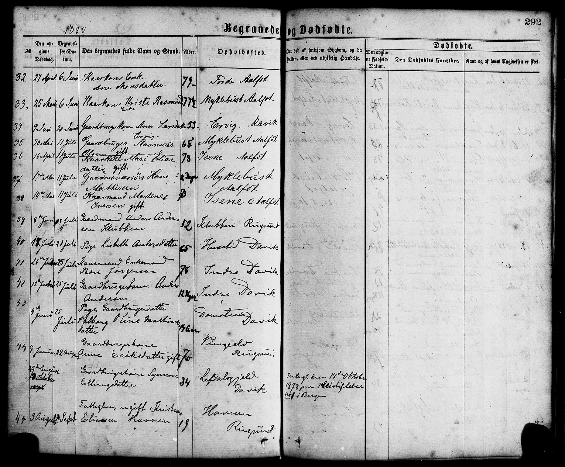 Davik sokneprestembete, AV/SAB-A-79701/H/Haa/Haaa/L0006: Parish register (official) no. A 6, 1867-1881, p. 292