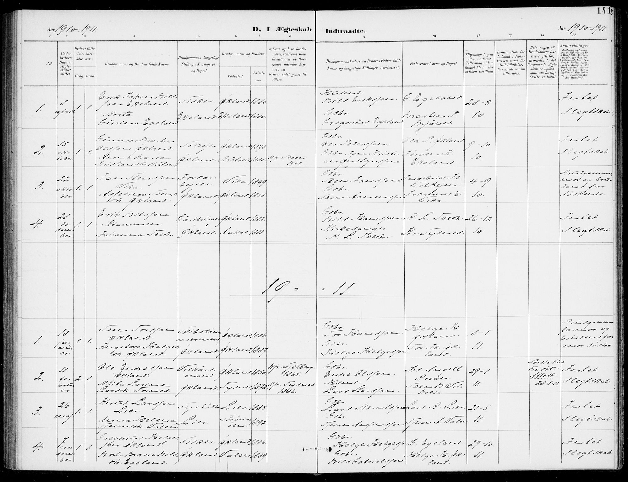 Sveio Sokneprestembete, AV/SAB-A-78501/H/Haa: Parish register (official) no. C 3, 1899-1916, p. 141