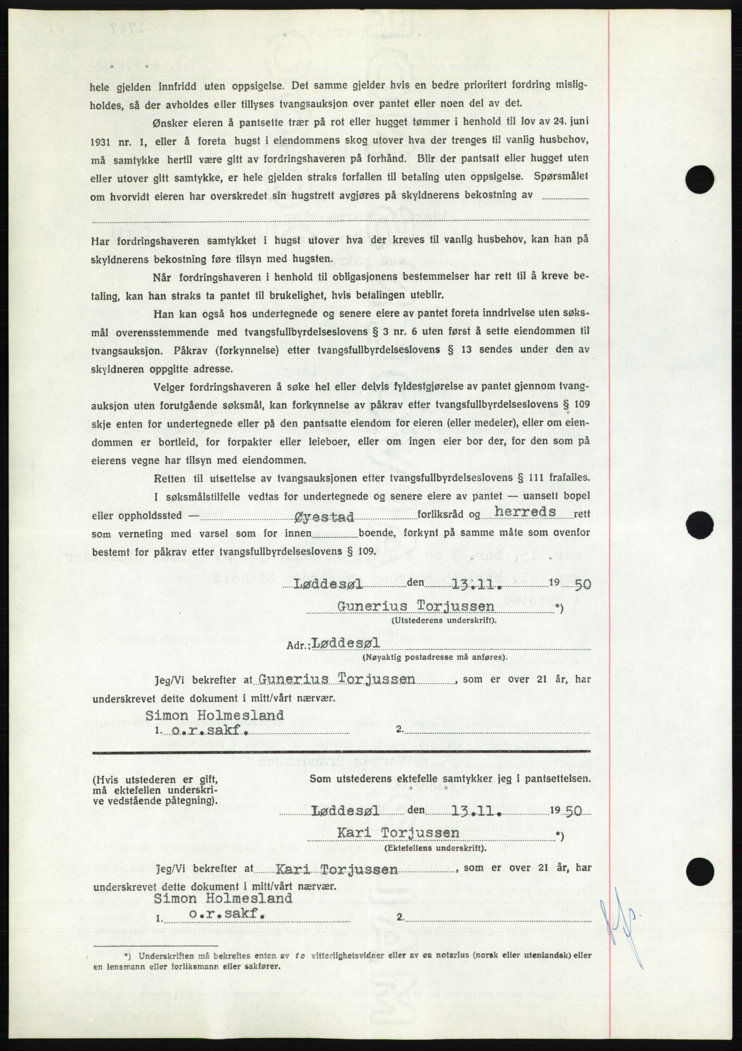 Nedenes sorenskriveri, SAK/1221-0006/G/Gb/Gbb/L0008: Mortgage book no. B8, 1950-1950, Diary no: : 1747/1950