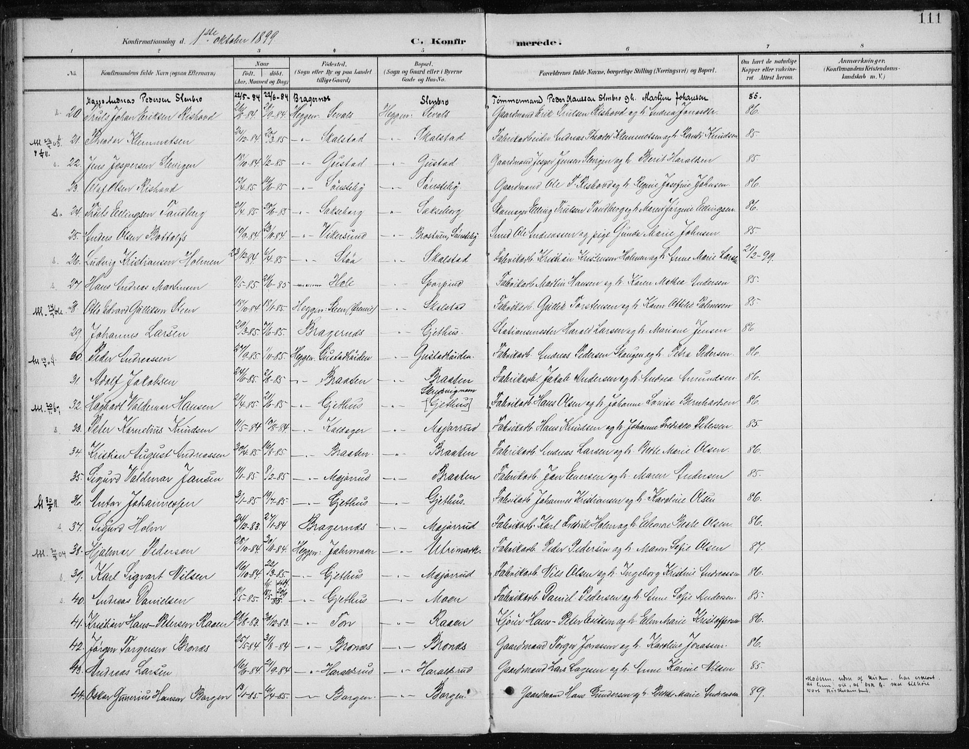 Modum kirkebøker, AV/SAKO-A-234/F/Fa/L0013: Parish register (official) no. 13, 1899-1907, p. 111