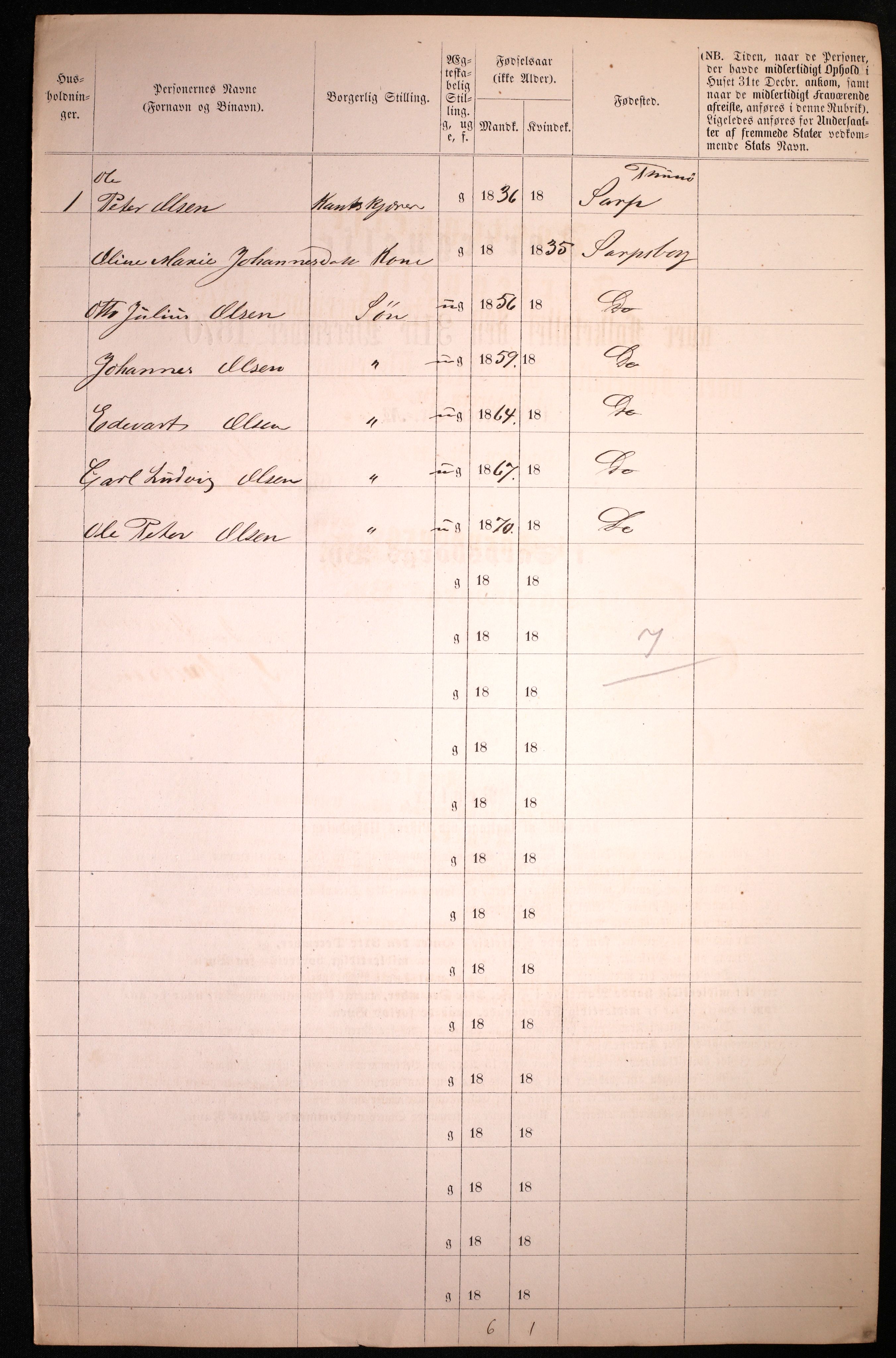 RA, 1870 census for 0102 Sarpsborg, 1870, p. 414