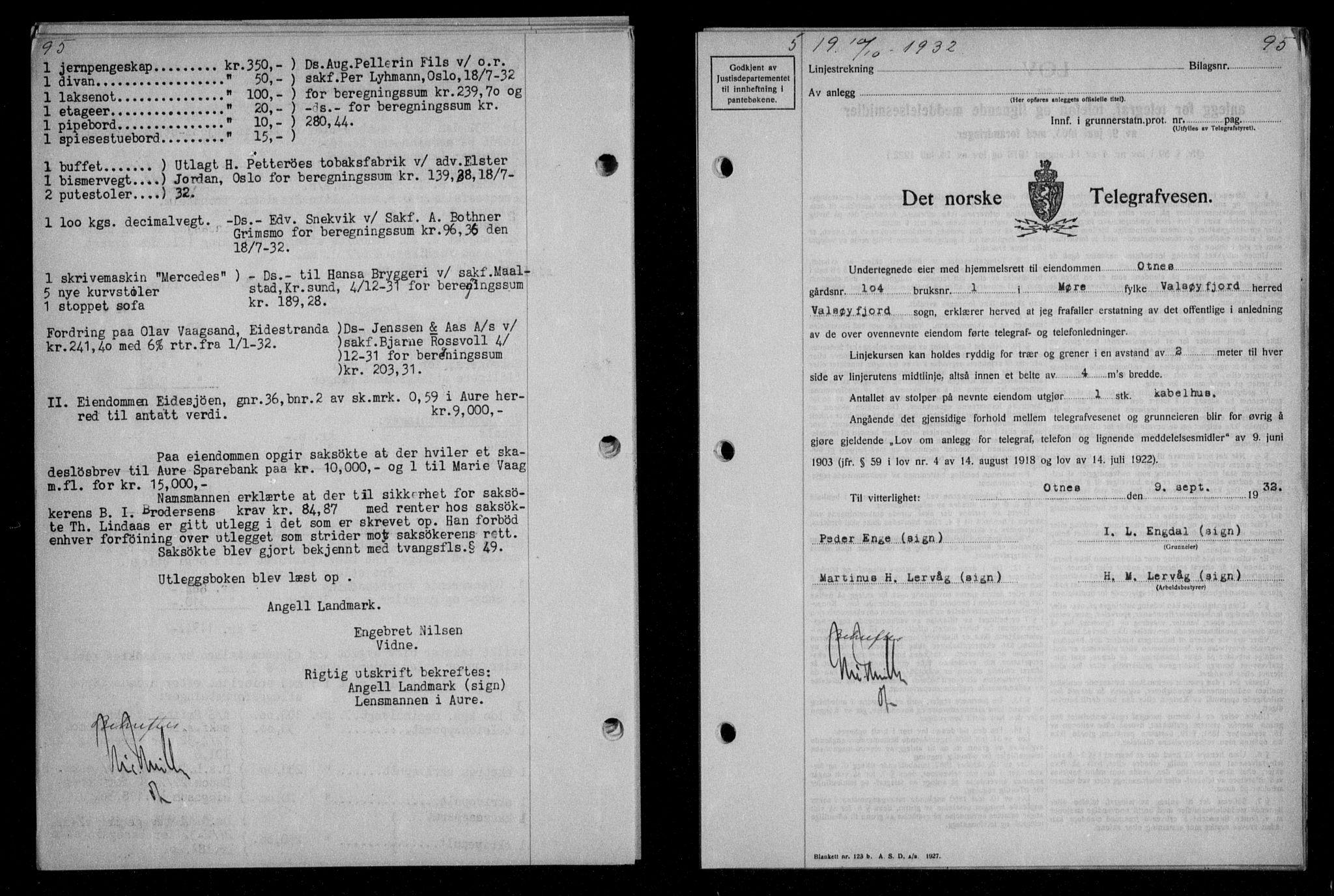 Nordmøre sorenskriveri, AV/SAT-A-4132/1/2/2Ca/L0076: Mortgage book no. 66, 1932-1933, Deed date: 10.10.1932