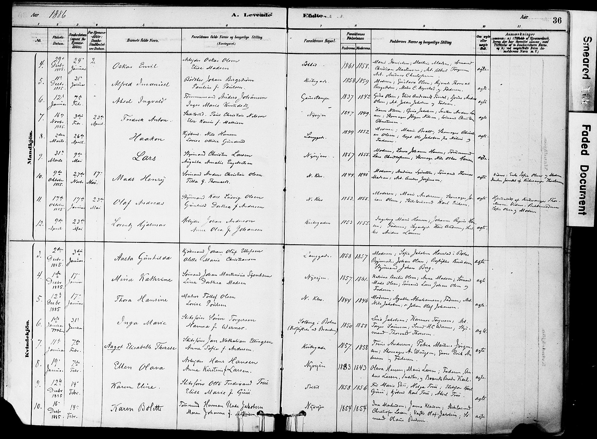 Holmestrand kirkebøker, AV/SAKO-A-346/F/Fa/L0004: Parish register (official) no. 4, 1880-1901, p. 36