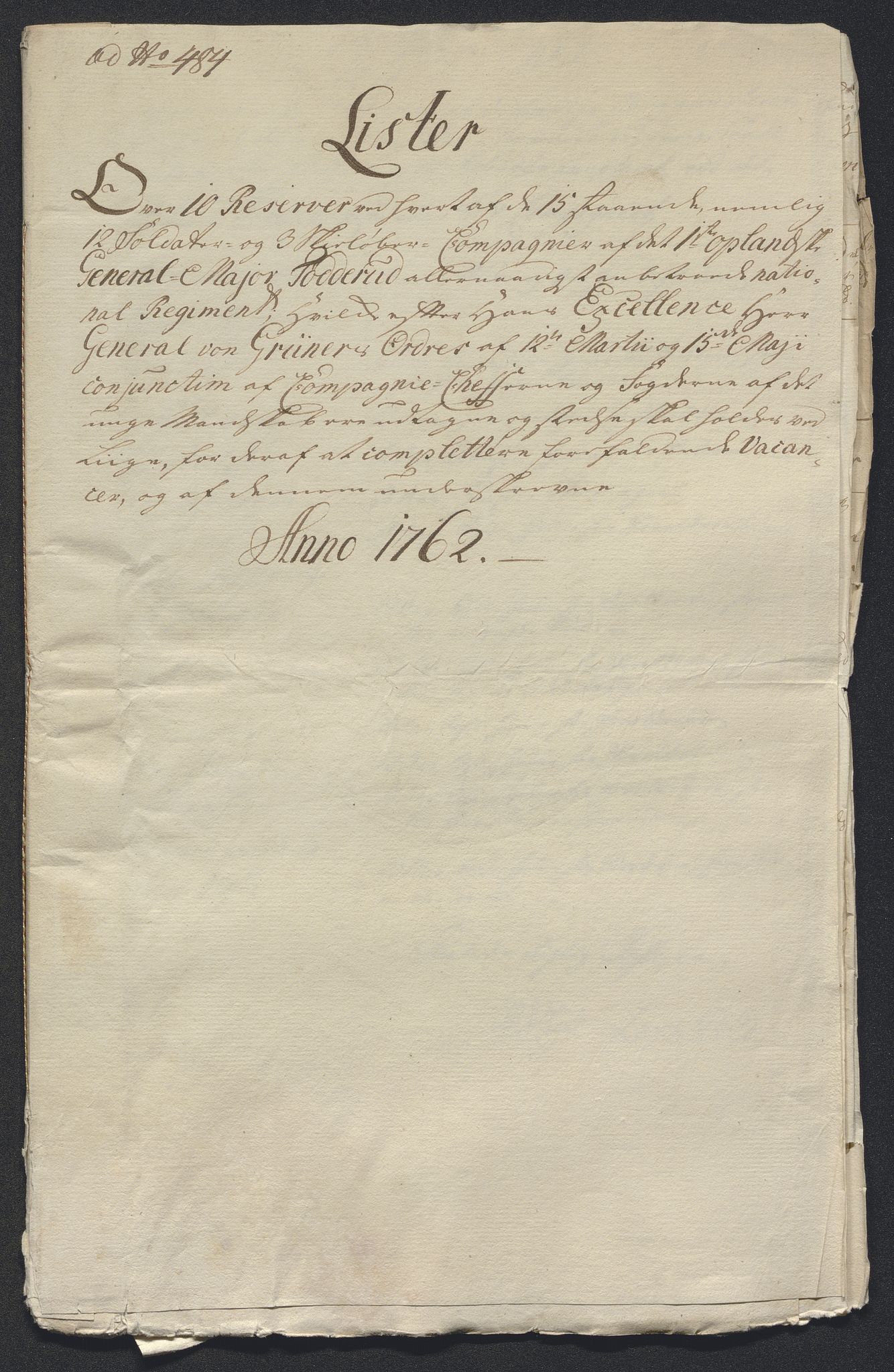 Kommanderende general (KG I) med Det norske krigsdirektorium, AV/RA-EA-5419/E/Ec/L0021: Ruller over nedkommanderte mannskap, 1758-1762, p. 708