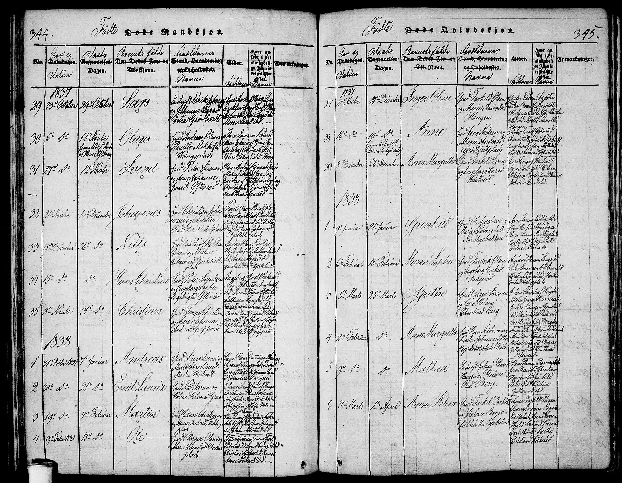 Våler prestekontor Kirkebøker, AV/SAO-A-11083/F/Fa/L0005: Parish register (official) no. I 5, 1815-1839, p. 344-345