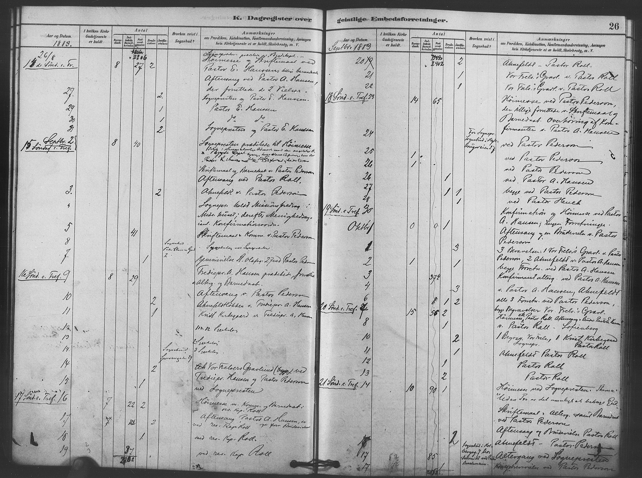 Trefoldighet prestekontor Kirkebøker, SAO/A-10882/I/Ia/L0002: Diary records no. 2, 1878-1890, p. 26