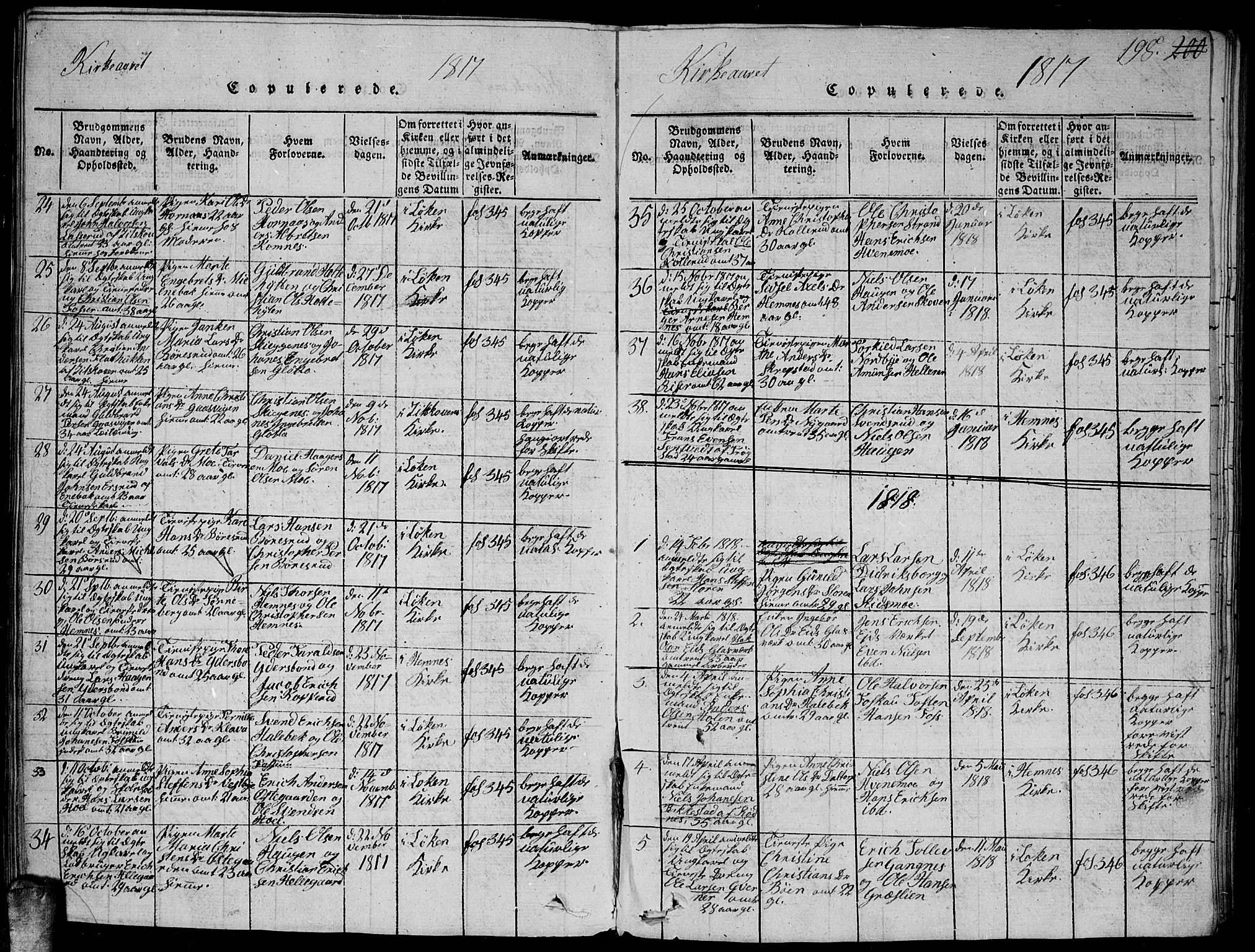 Høland prestekontor Kirkebøker, SAO/A-10346a/G/Ga/L0001: Parish register (copy) no. I 1, 1814-1827, p. 198