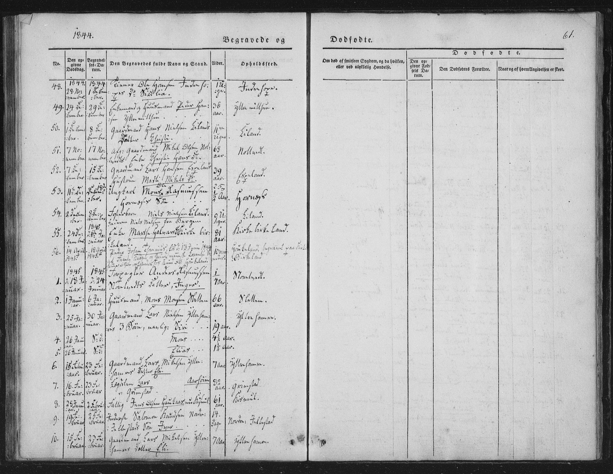 Fana Sokneprestembete, SAB/A-75101/H/Haa/Haaa/L0010: Parish register (official) no. A 10, 1841-1851, p. 61