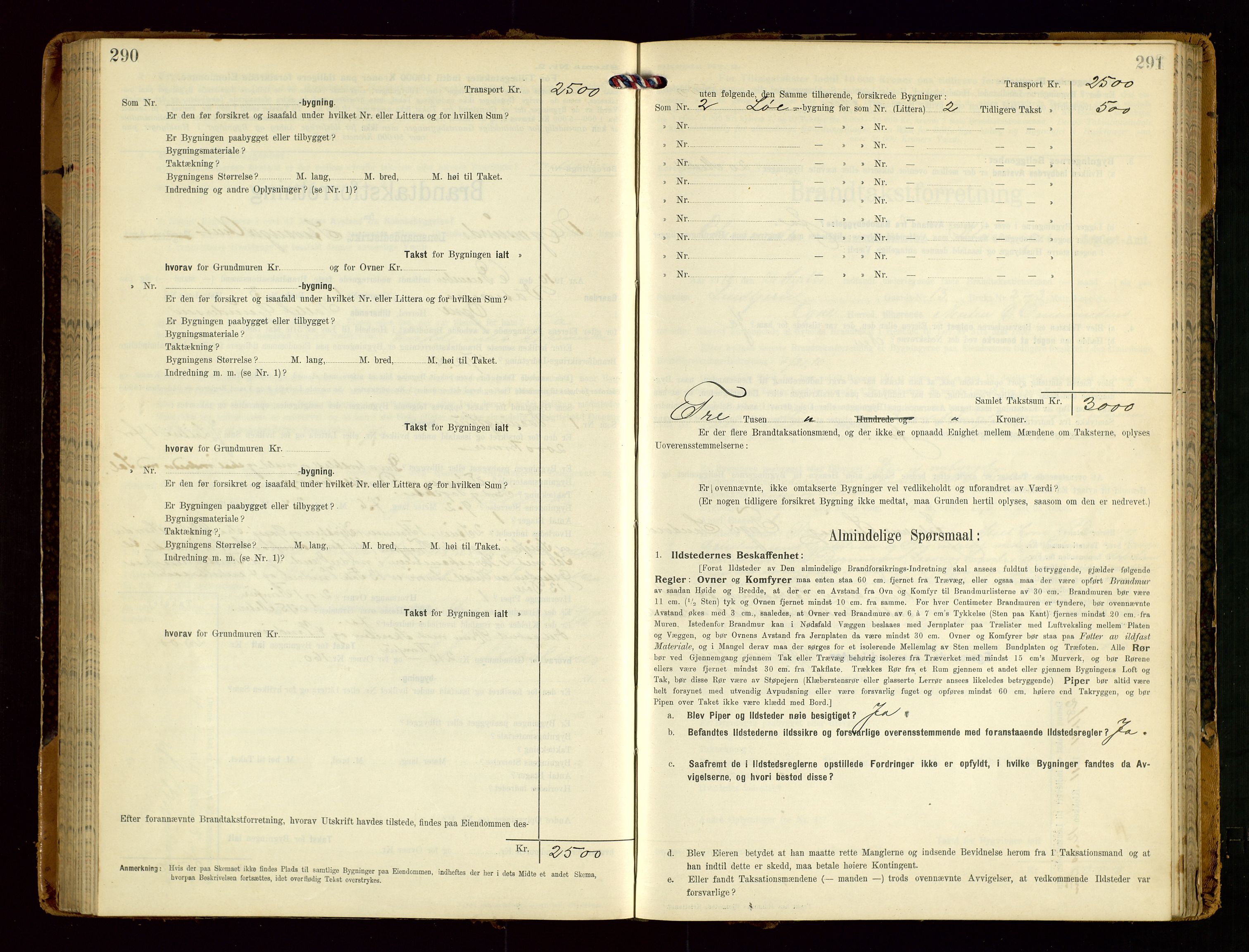 Eigersund lensmannskontor, SAST/A-100171/Gob/L0002: "Brandtakstprotokol", 1910-1916, p. 290-291