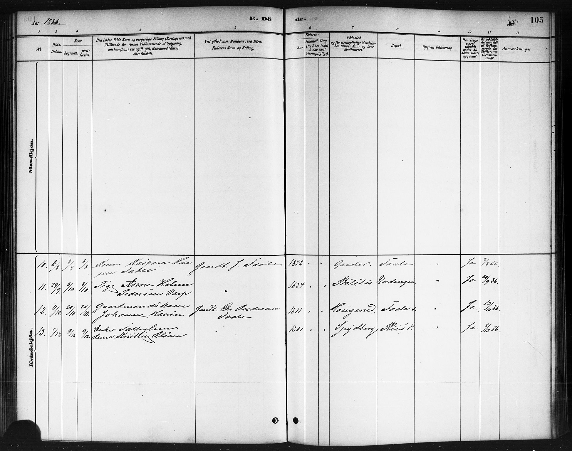 Ås prestekontor Kirkebøker, AV/SAO-A-10894/F/Fb/L0001: Parish register (official) no. II 1, 1881-1895, p. 105