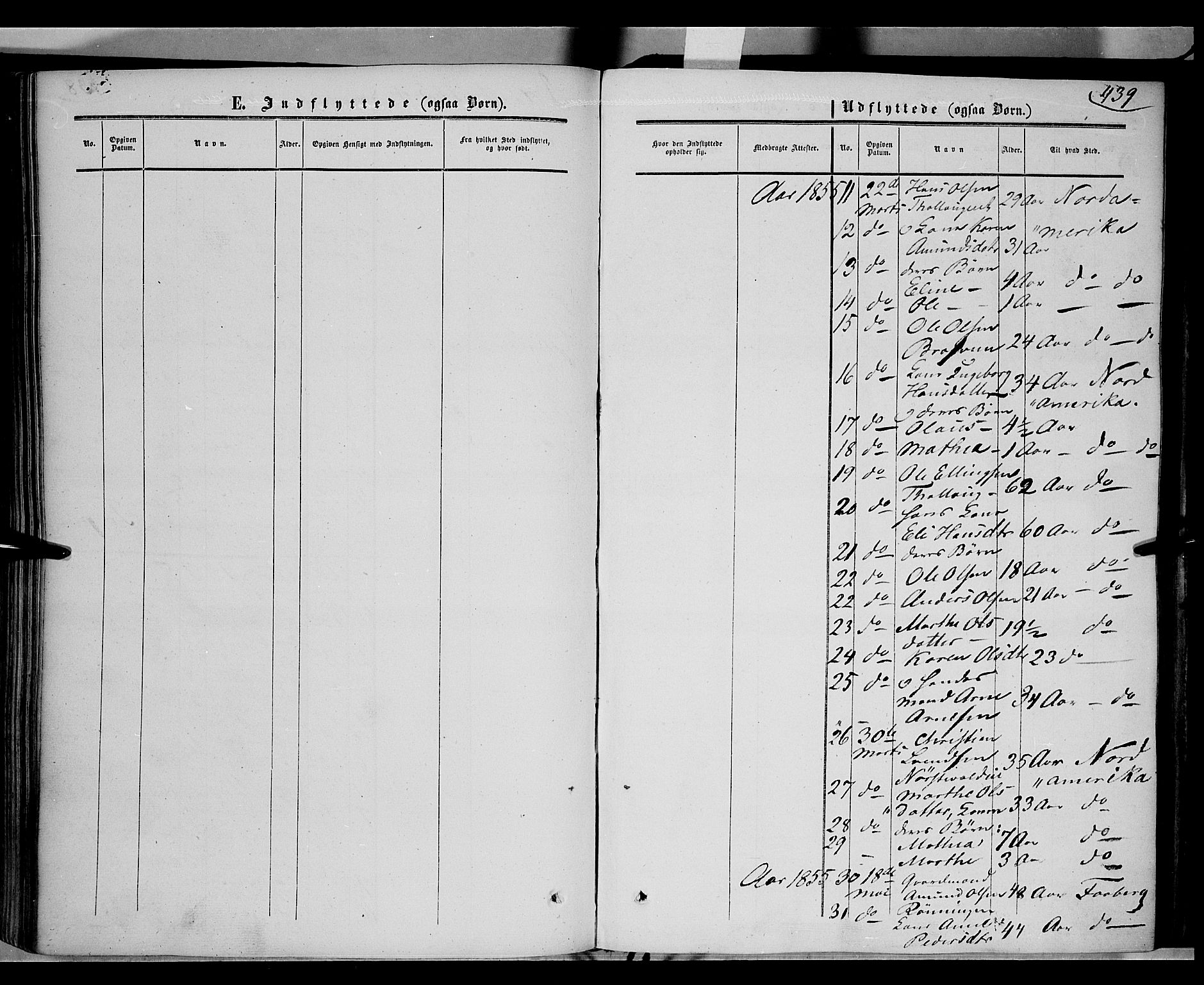 Gausdal prestekontor, SAH/PREST-090/H/Ha/Haa/L0008: Parish register (official) no. 8, 1850-1861, p. 439