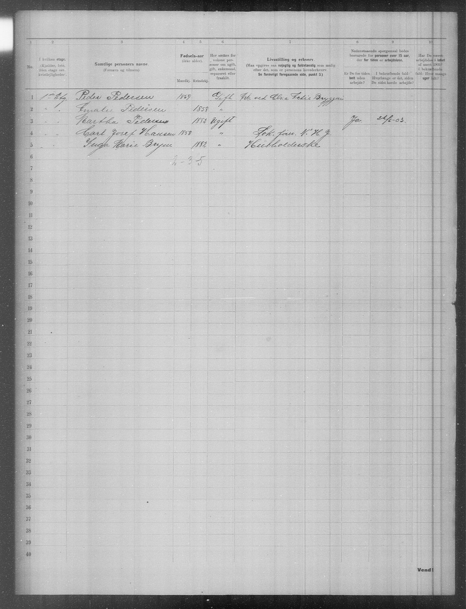 OBA, Municipal Census 1903 for Kristiania, 1903, p. 1822