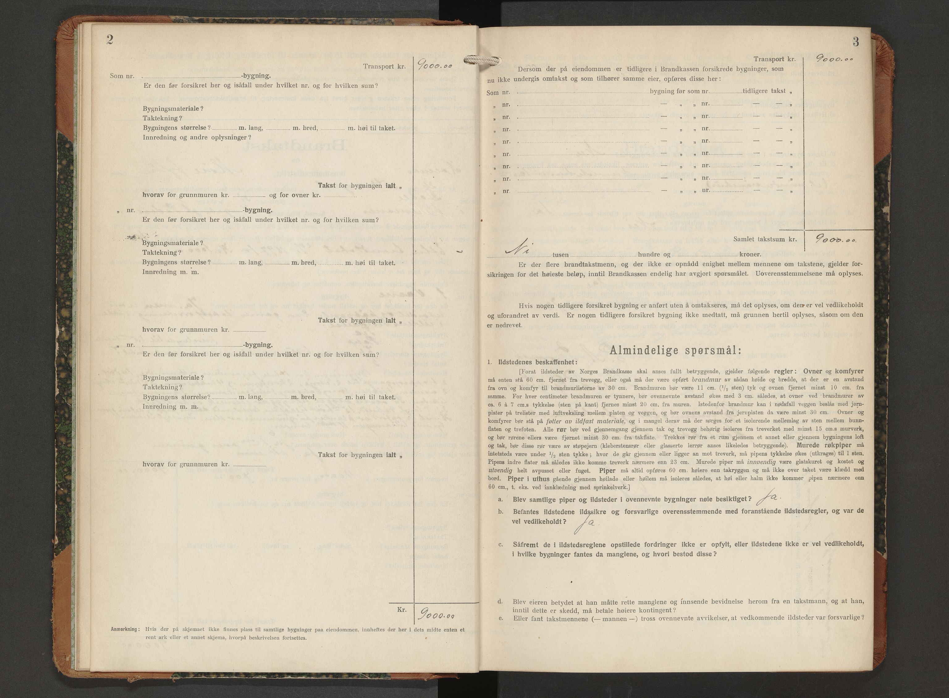 Norges Brannkasse Averøy og Frei, AV/SAT-A-5505/Fb/L0004: Branntakstprotokoll, 1926-1946, p. 2-3