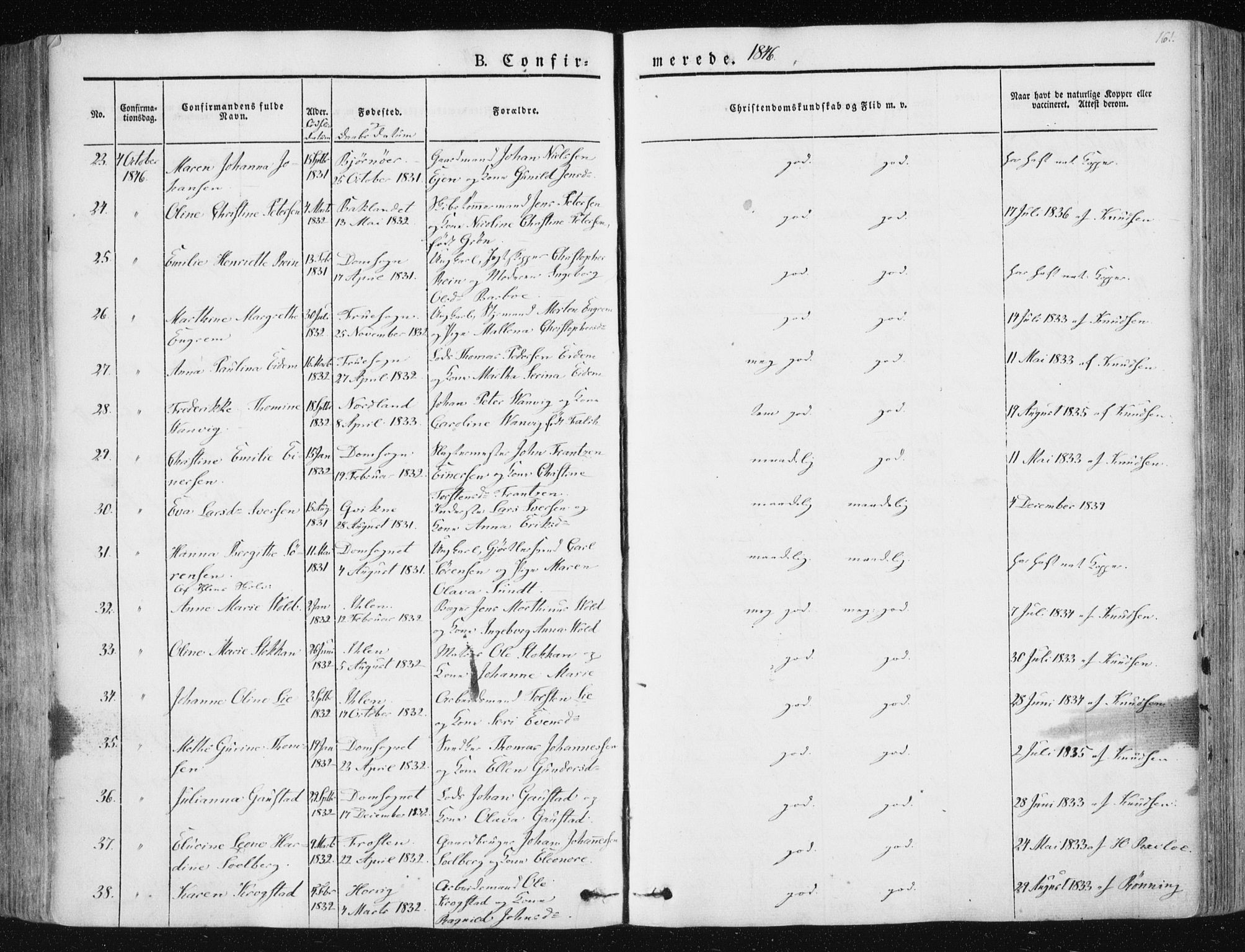 Ministerialprotokoller, klokkerbøker og fødselsregistre - Sør-Trøndelag, SAT/A-1456/602/L0110: Parish register (official) no. 602A08, 1840-1854, p. 161