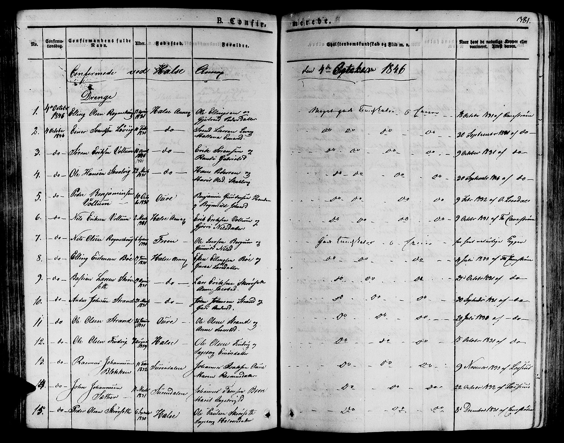 Ministerialprotokoller, klokkerbøker og fødselsregistre - Møre og Romsdal, AV/SAT-A-1454/592/L1025: Parish register (official) no. 592A03 /2, 1831-1849, p. 381