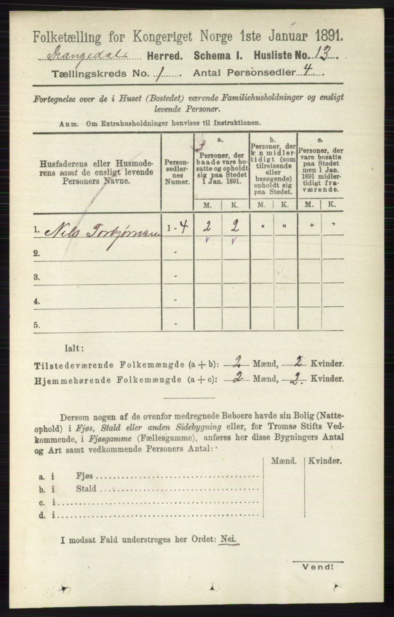 RA, 1891 census for 0817 Drangedal, 1891, p. 44