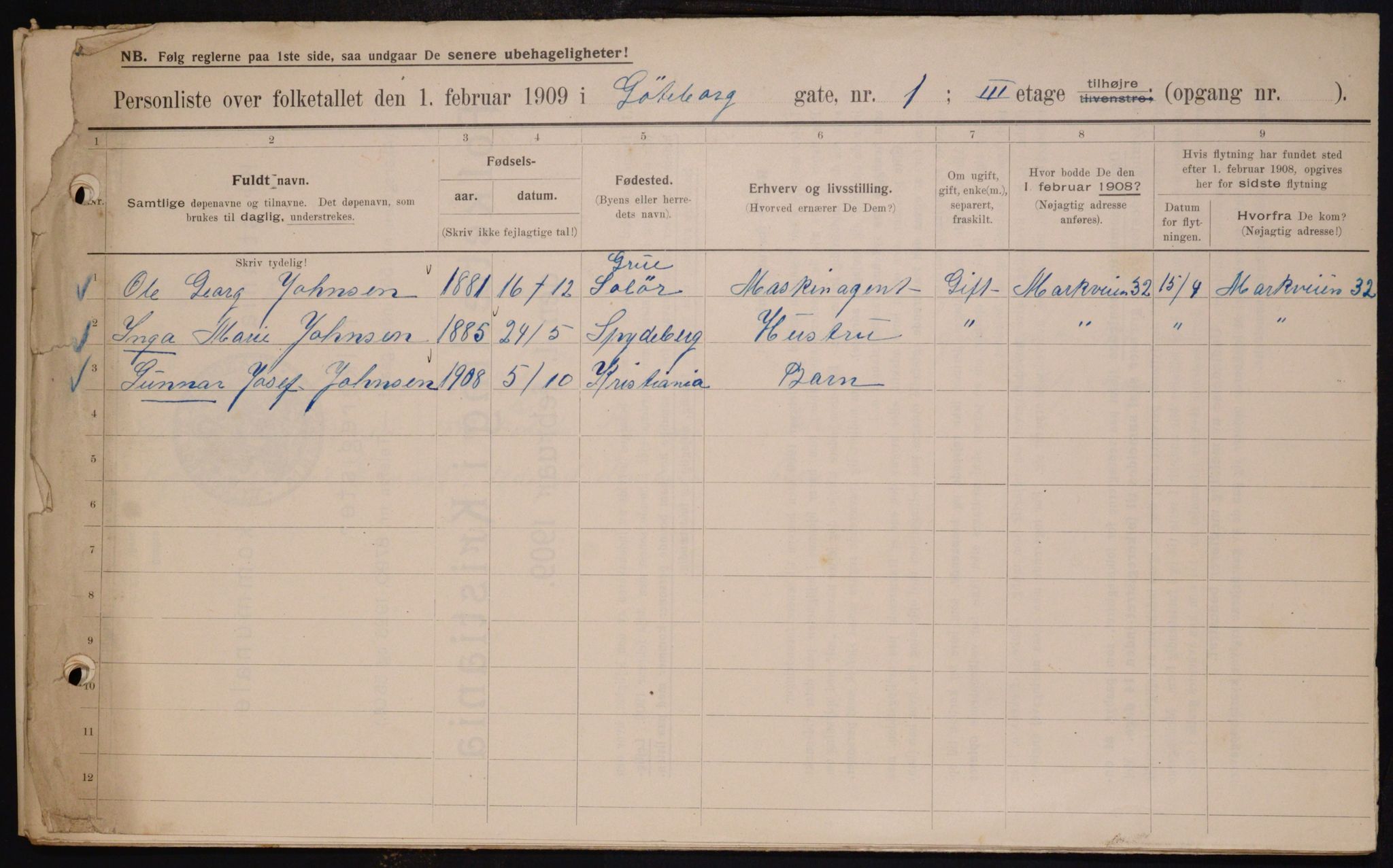 OBA, Municipal Census 1909 for Kristiania, 1909, p. 29776