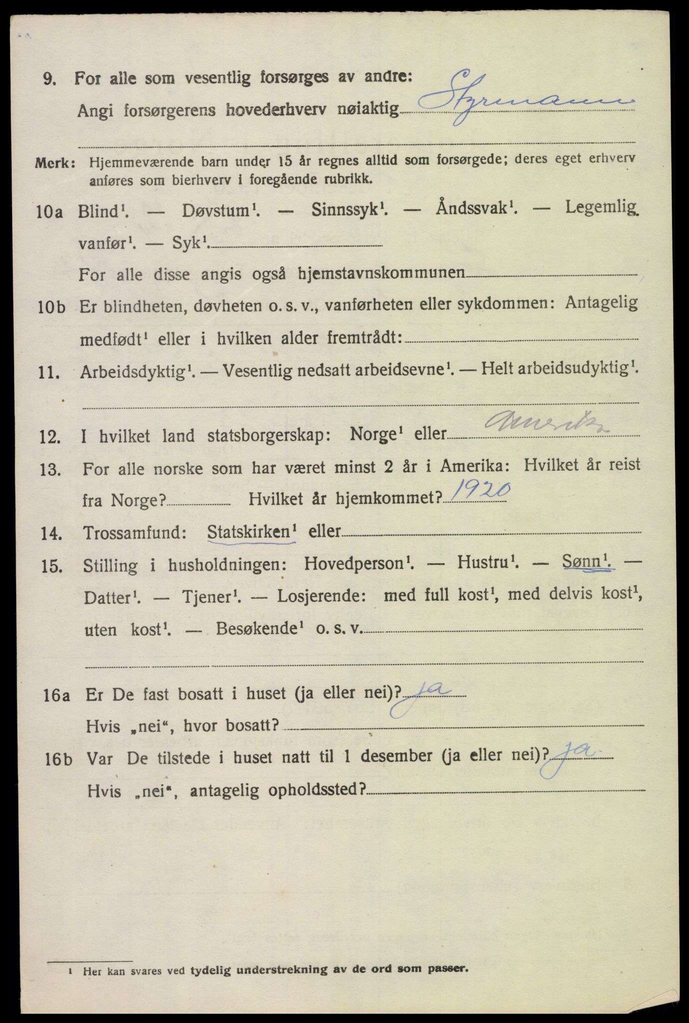 SAK, 1920 census for Søgne, 1920, p. 5984