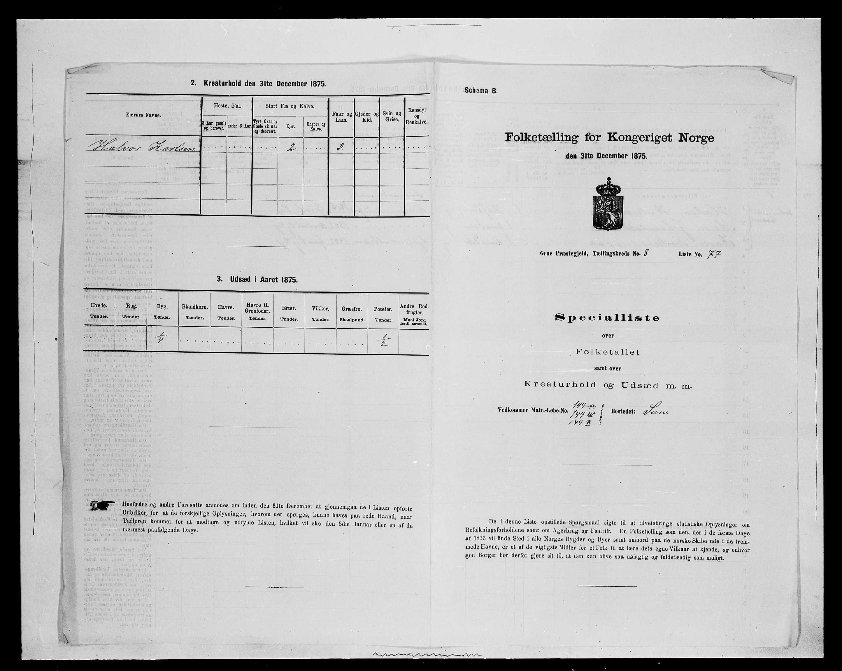 SAH, 1875 census for 0423P Grue, 1875, p. 1560