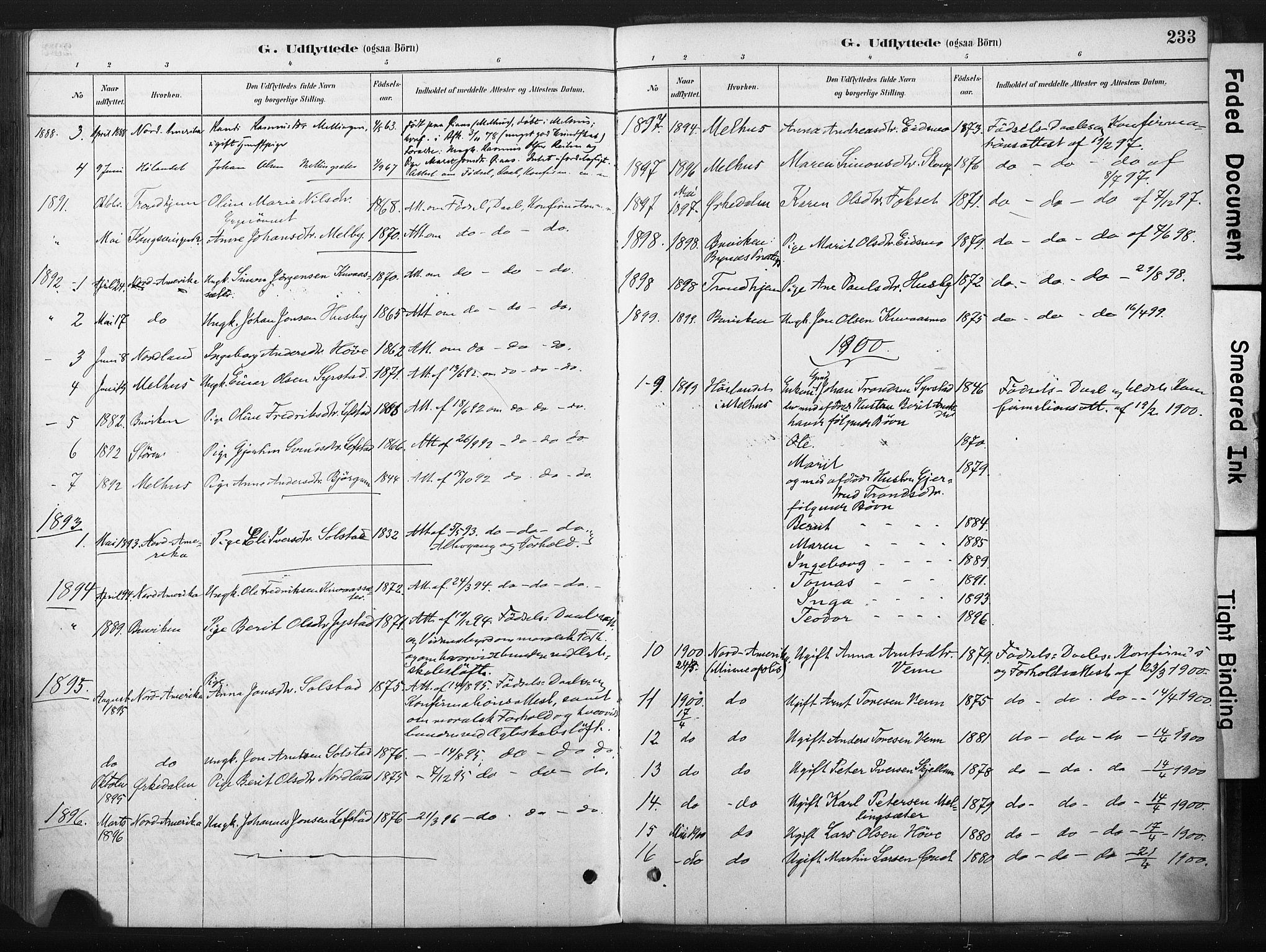 Ministerialprotokoller, klokkerbøker og fødselsregistre - Sør-Trøndelag, SAT/A-1456/667/L0795: Parish register (official) no. 667A03, 1879-1907, p. 233