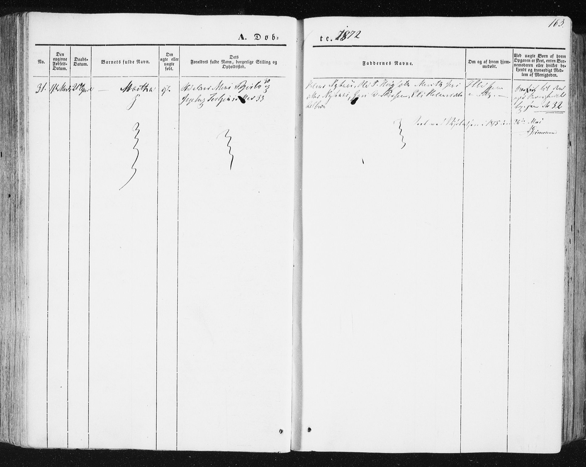 Ministerialprotokoller, klokkerbøker og fødselsregistre - Sør-Trøndelag, SAT/A-1456/678/L0899: Parish register (official) no. 678A08, 1848-1872, p. 163
