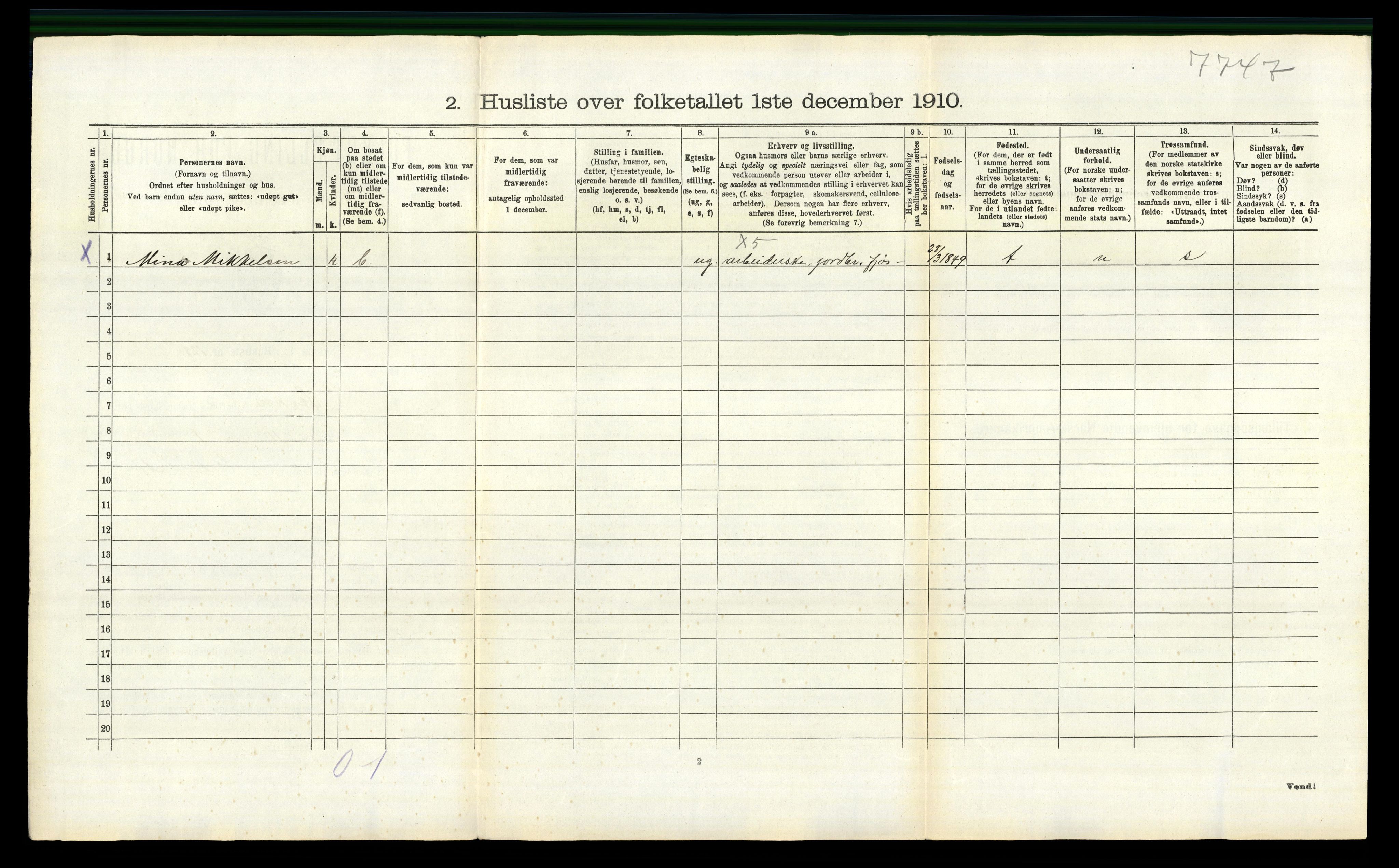 RA, 1910 census for Stokke, 1910, p. 305