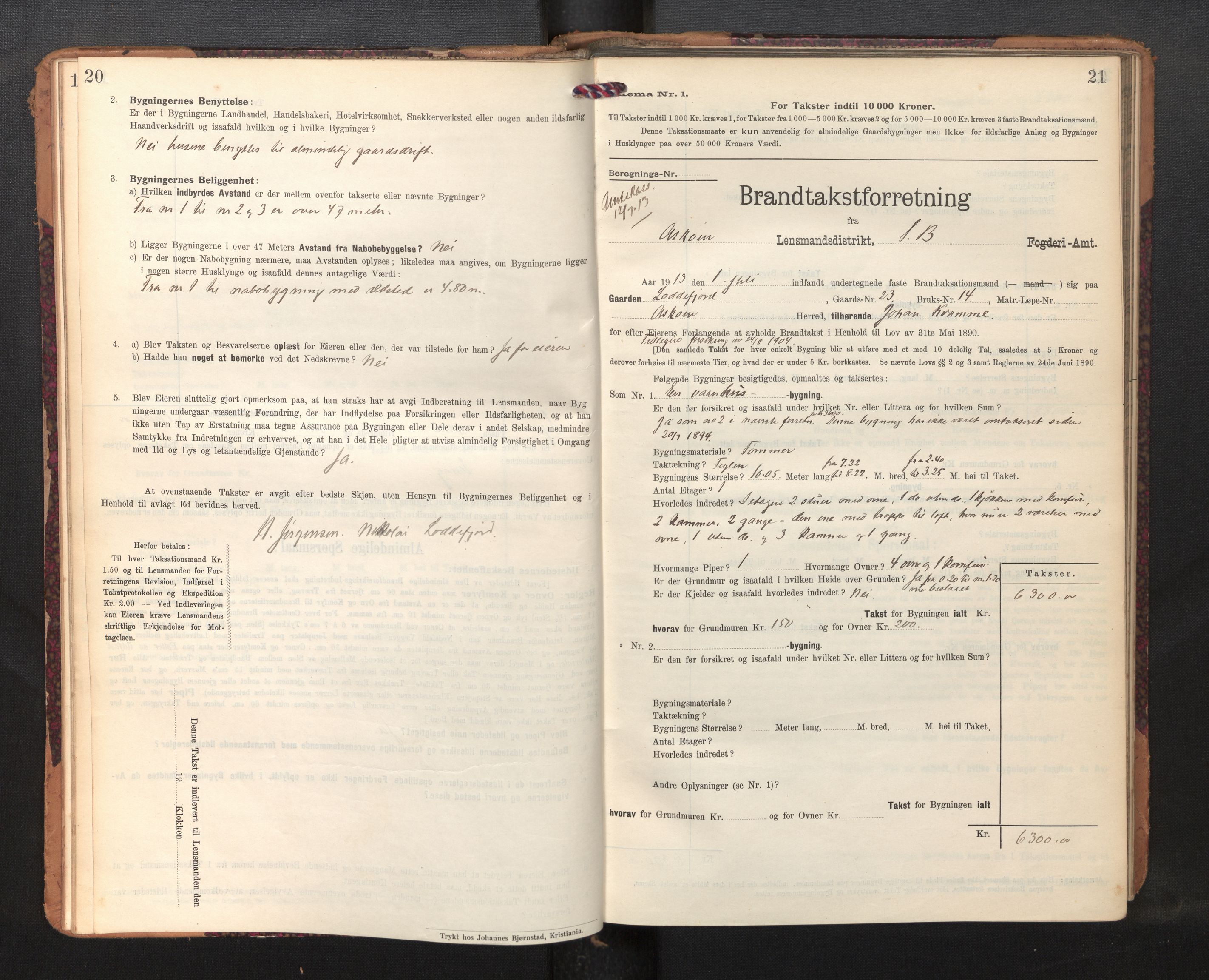 Lensmannen i Askøy, AV/SAB-A-31001/0012/L0007: Branntakstprotokoll, skjematakst, 1910-1919, p. 20-21