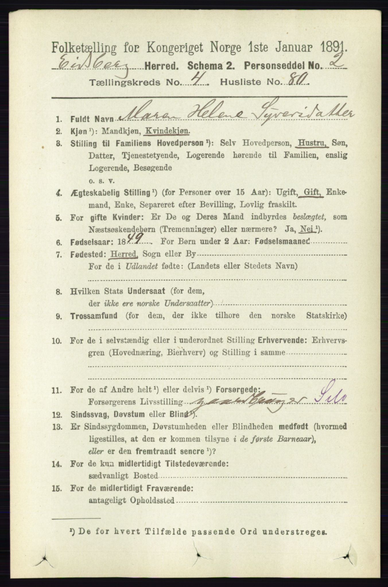RA, 1891 census for 0125 Eidsberg, 1891, p. 2859