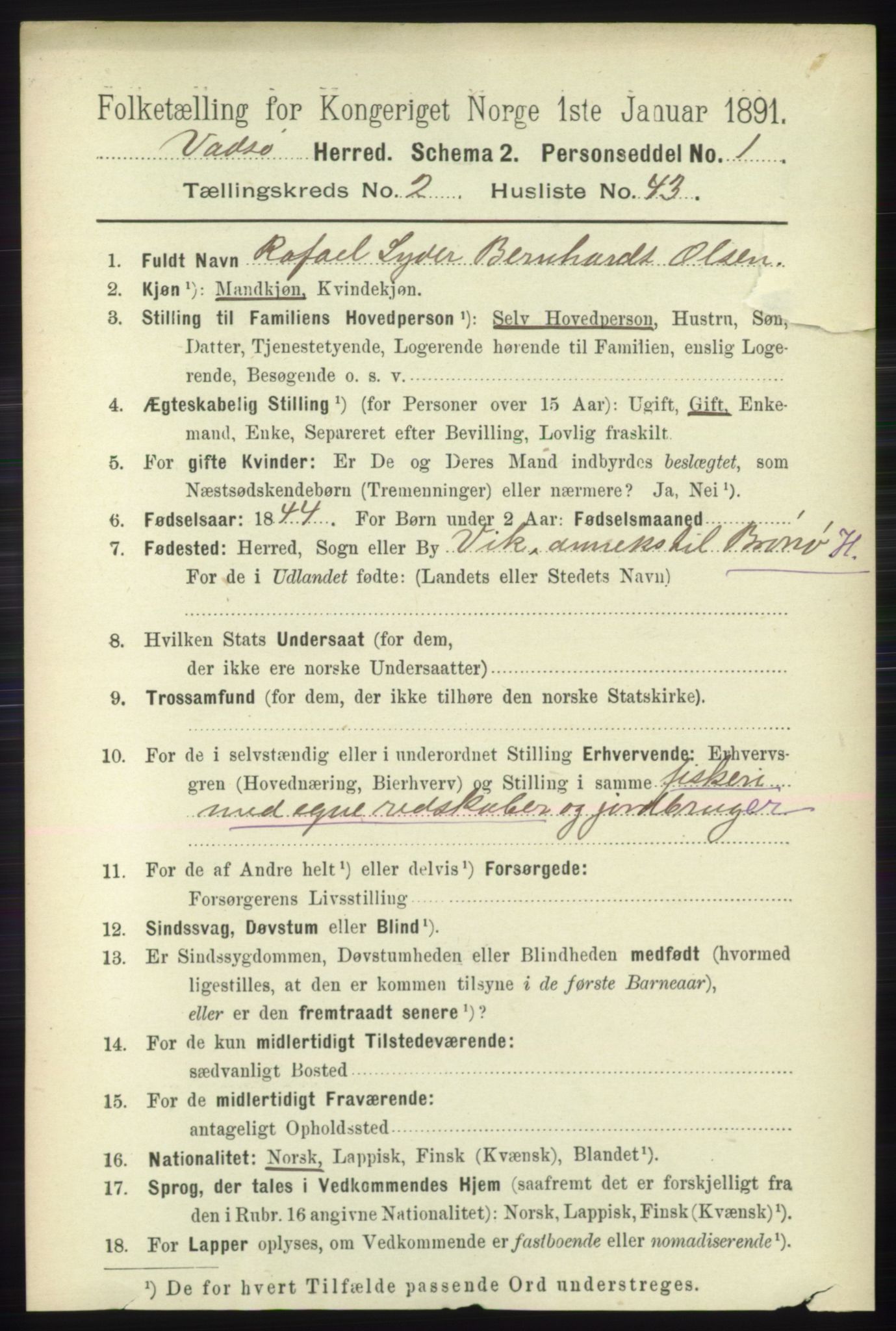 RA, 1891 census for 2029 Vadsø, 1891, p. 728