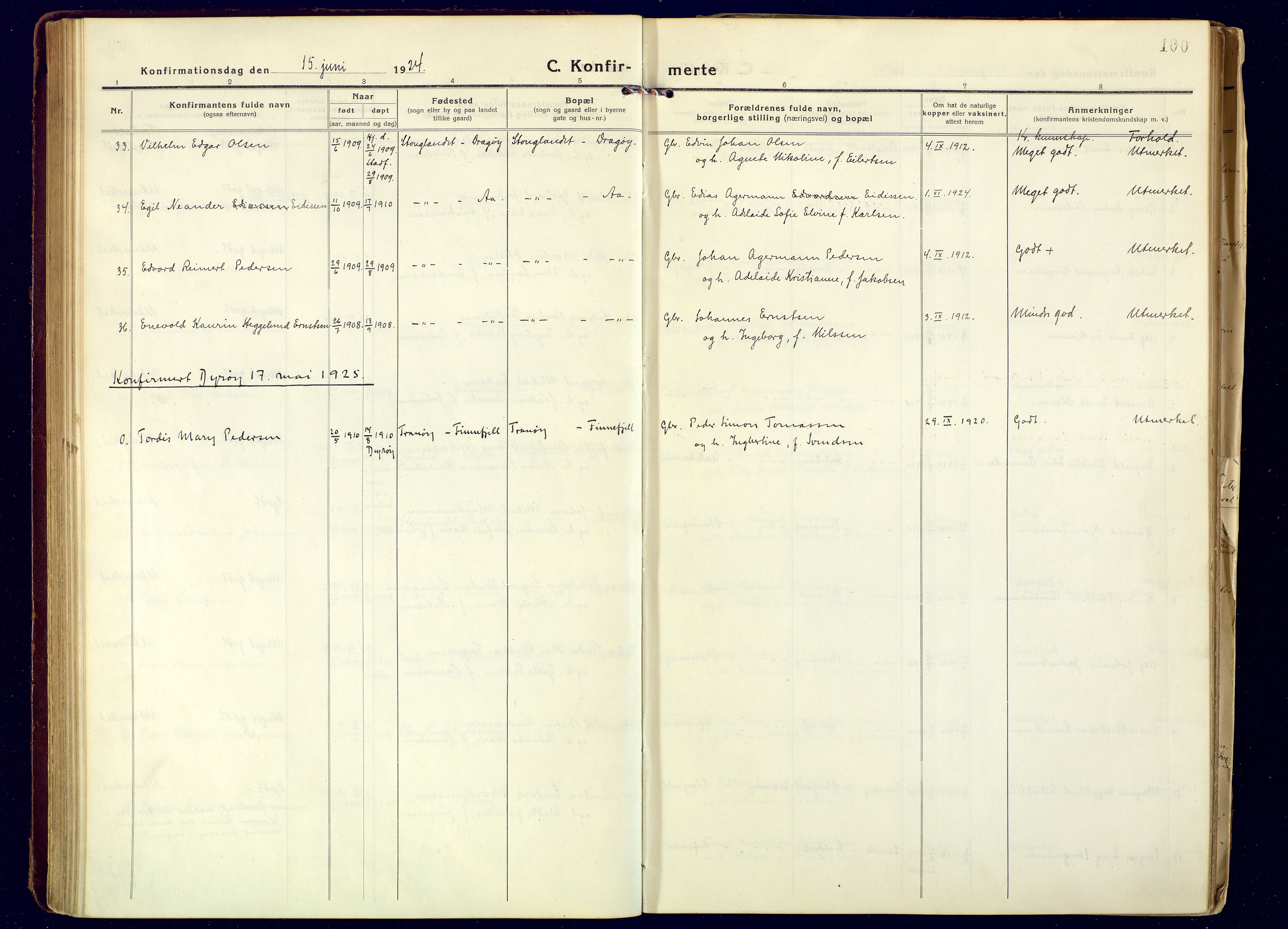 Tranøy sokneprestkontor, AV/SATØ-S-1313/I/Ia/Iaa/L0016kirke: Parish register (official) no. 16, 1919-1932, p. 100