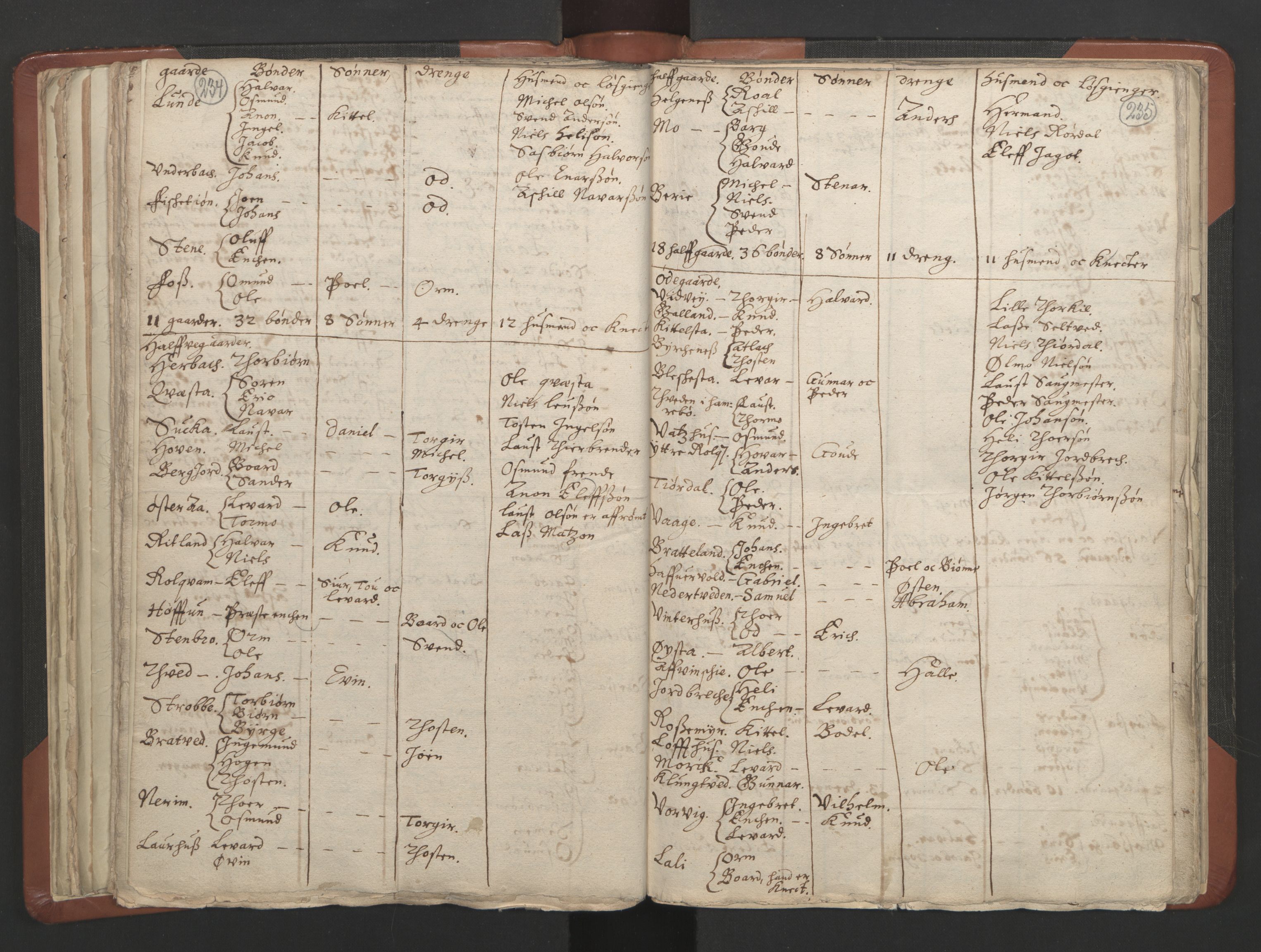 RA, Vicar's Census 1664-1666, no. 19: Ryfylke deanery, 1664-1666, p. 234-235