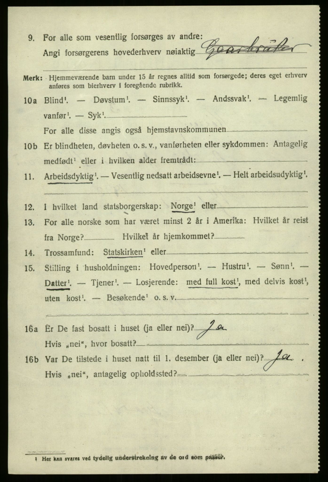 SAB, 1920 census for Kinn, 1920, p. 9558