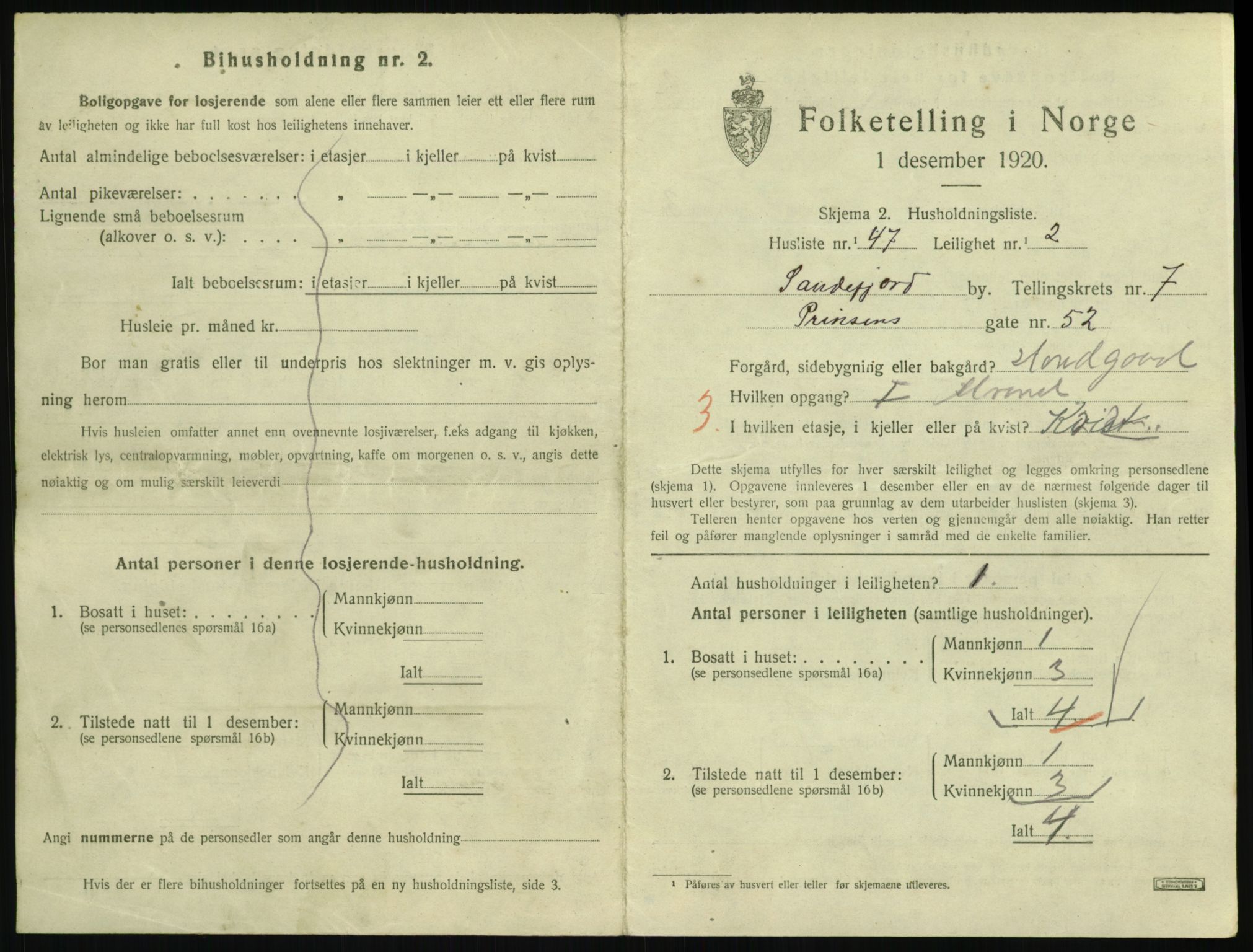 SAKO, 1920 census for Sandefjord, 1920, p. 3184