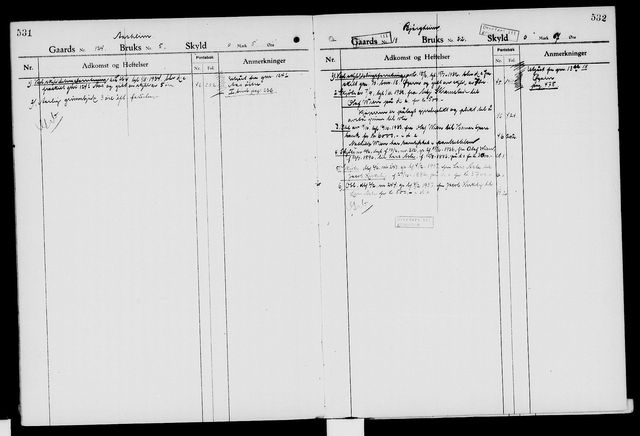 Nord-Hedmark sorenskriveri, SAH/TING-012/H/Ha/Had/Hade/L0007: Mortgage register no. 4.7, 1924-1940, p. 531-532