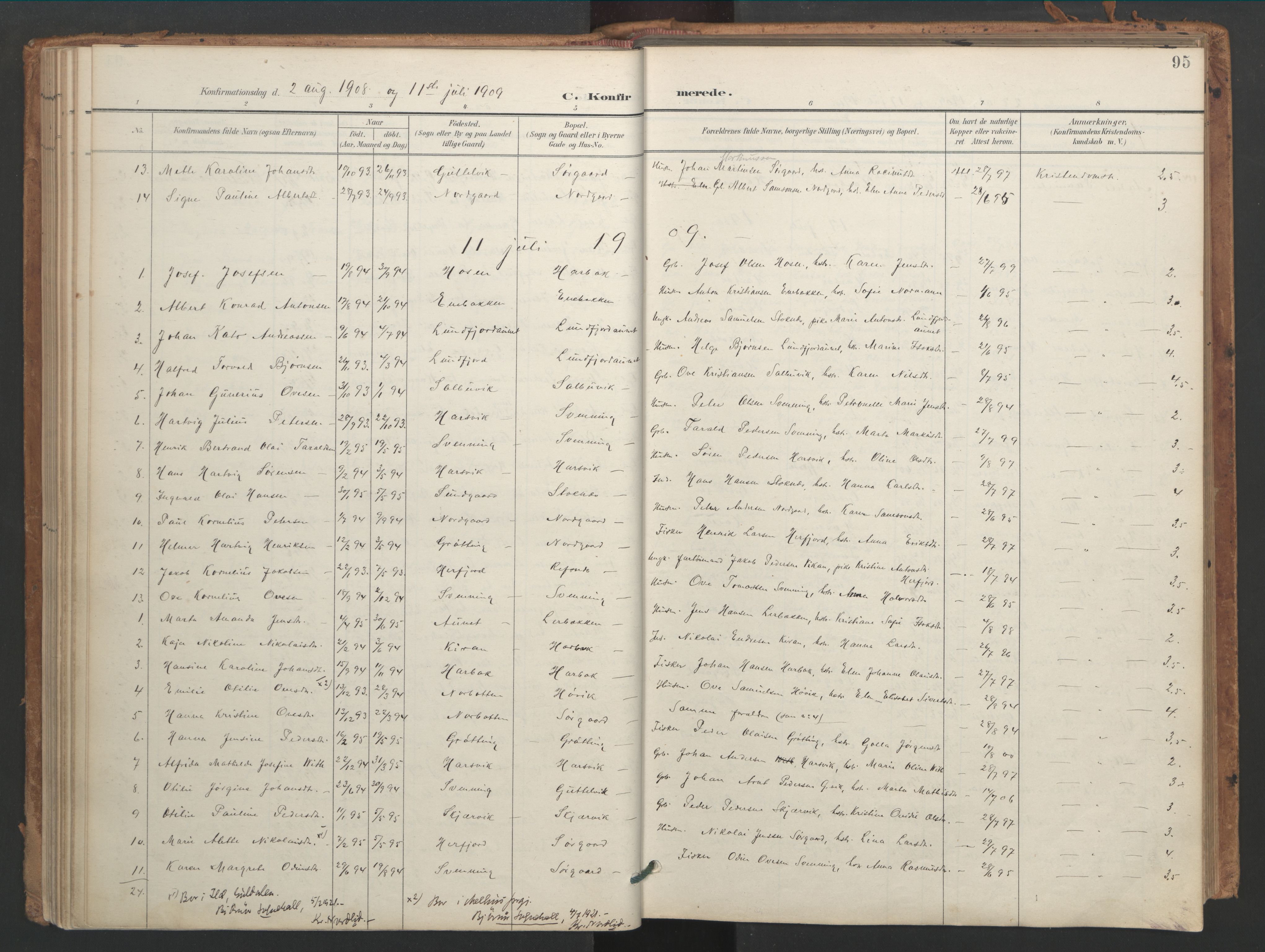 Ministerialprotokoller, klokkerbøker og fødselsregistre - Sør-Trøndelag, SAT/A-1456/656/L0693: Parish register (official) no. 656A02, 1894-1913, p. 95
