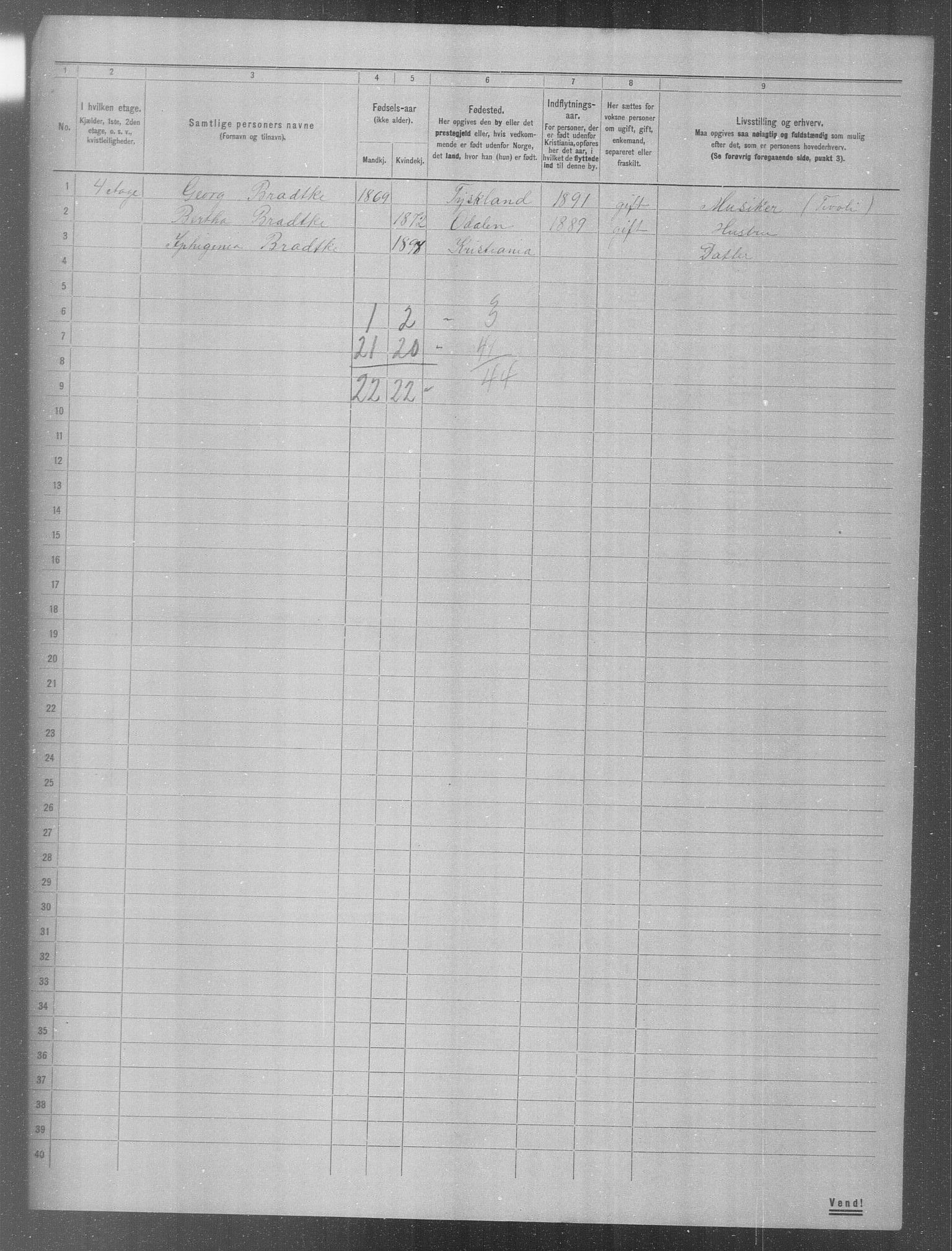 OBA, Municipal Census 1904 for Kristiania, 1904, p. 745