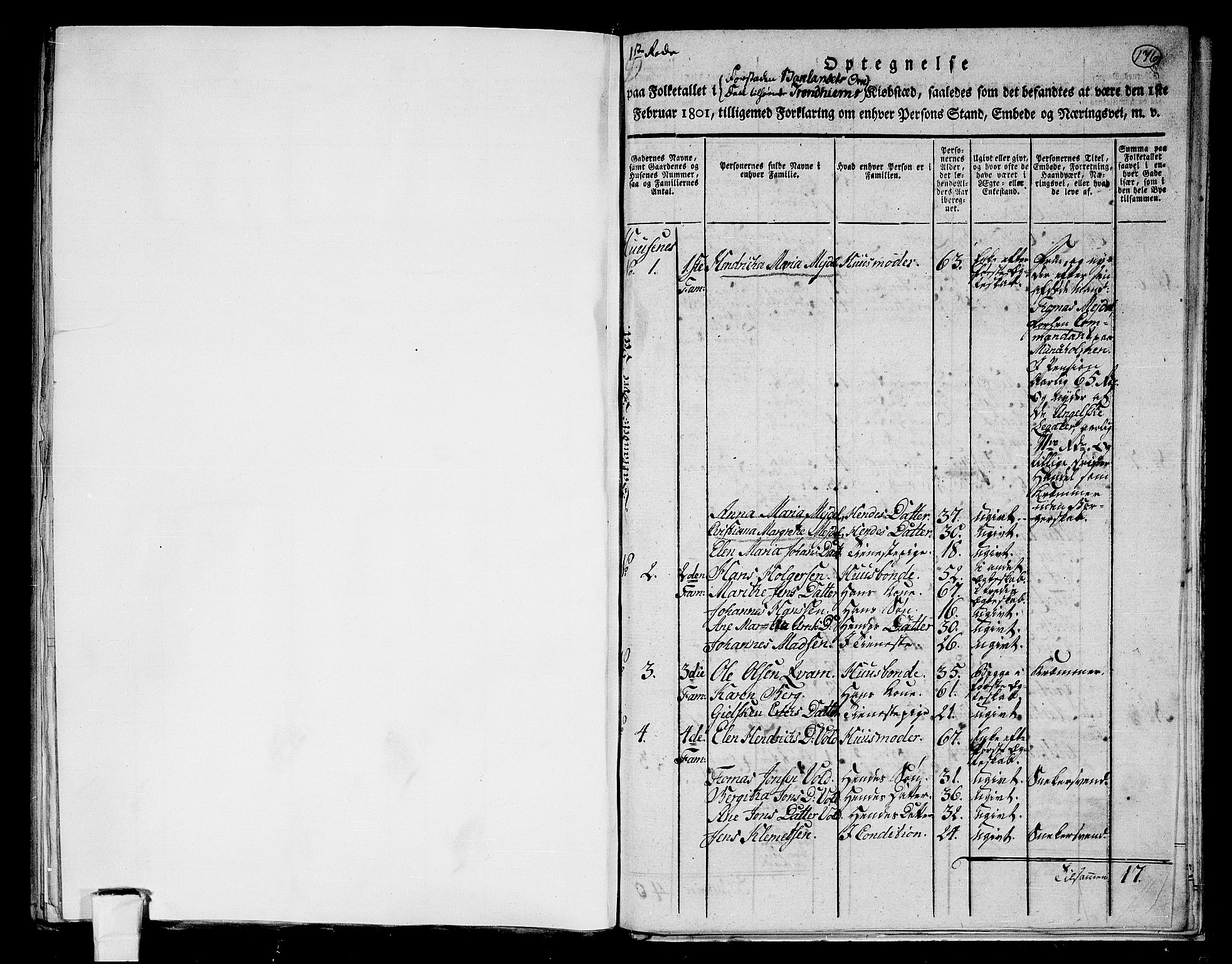 RA, 1801 census for 1601 Trondheim, 1801, p. 175b-176a