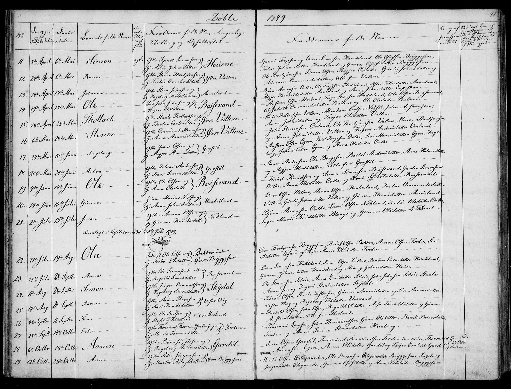 Hægebostad sokneprestkontor, SAK/1111-0024/F/Fa/Fab/L0002: Parish register (official) no. A 2, 1836-1872, p. 31